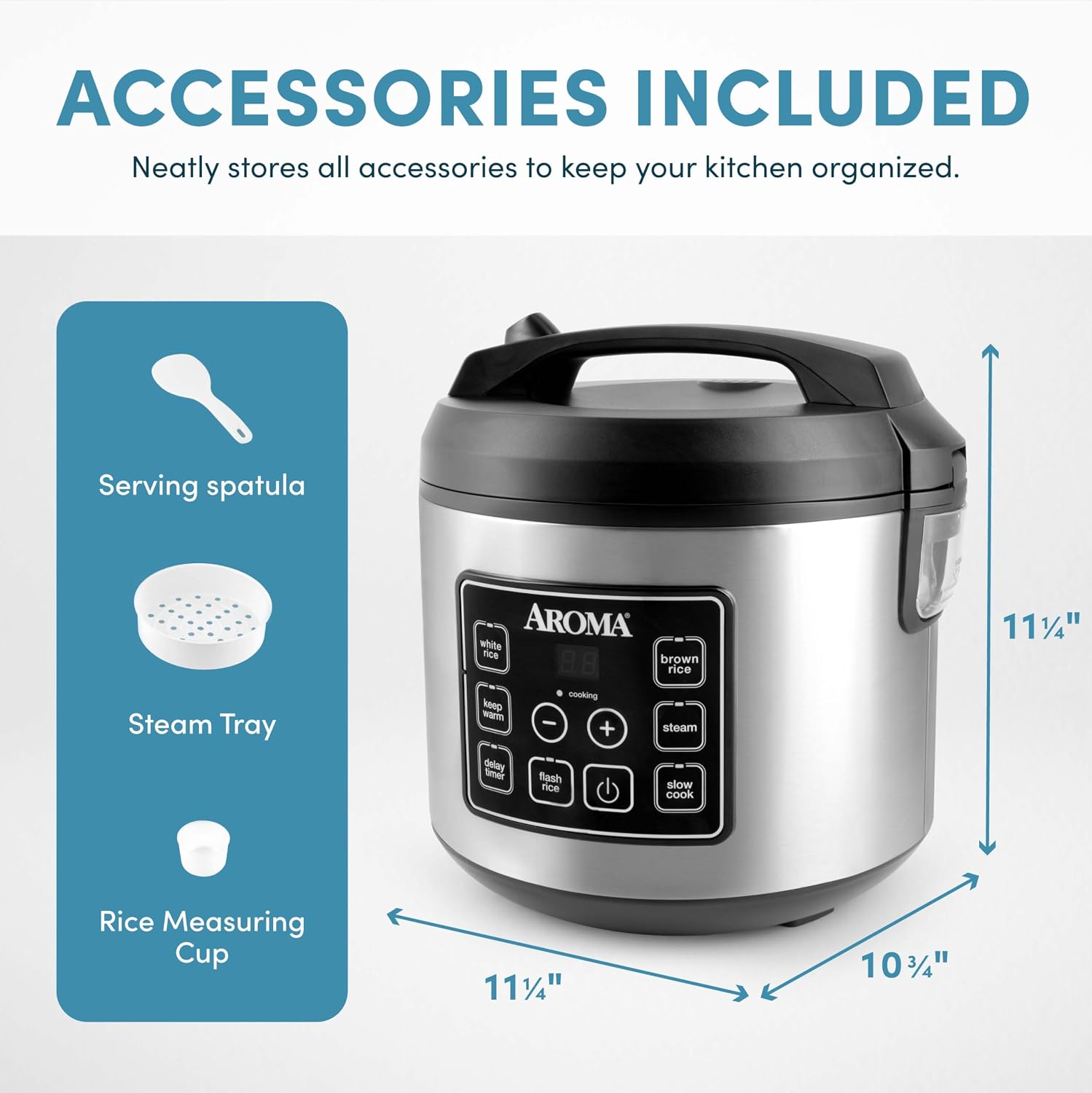 Aroma Housewares 8-Cup (Cooked) (4-Cup UNCOOKED) Digital Rice Cooker and Food Steamer (ARC-914D),White