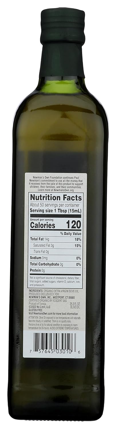 Newman's Own Inc (AmazonFresh), us amazon fresh, NE6PA Organic Extra Virgin Olive Oil, 25.3 Oz