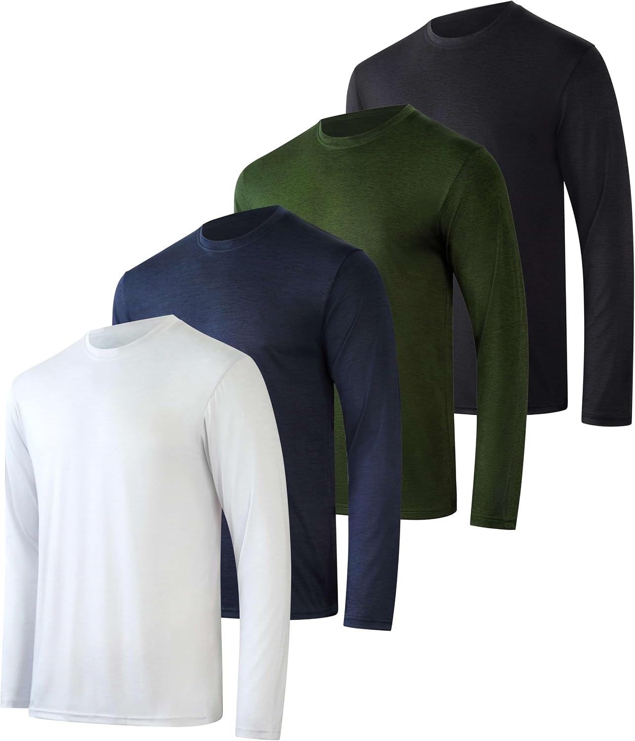 4 Pack Men's Dry Fit Long Sleeve Workout Shirts Gym Athletic Tee Fishing