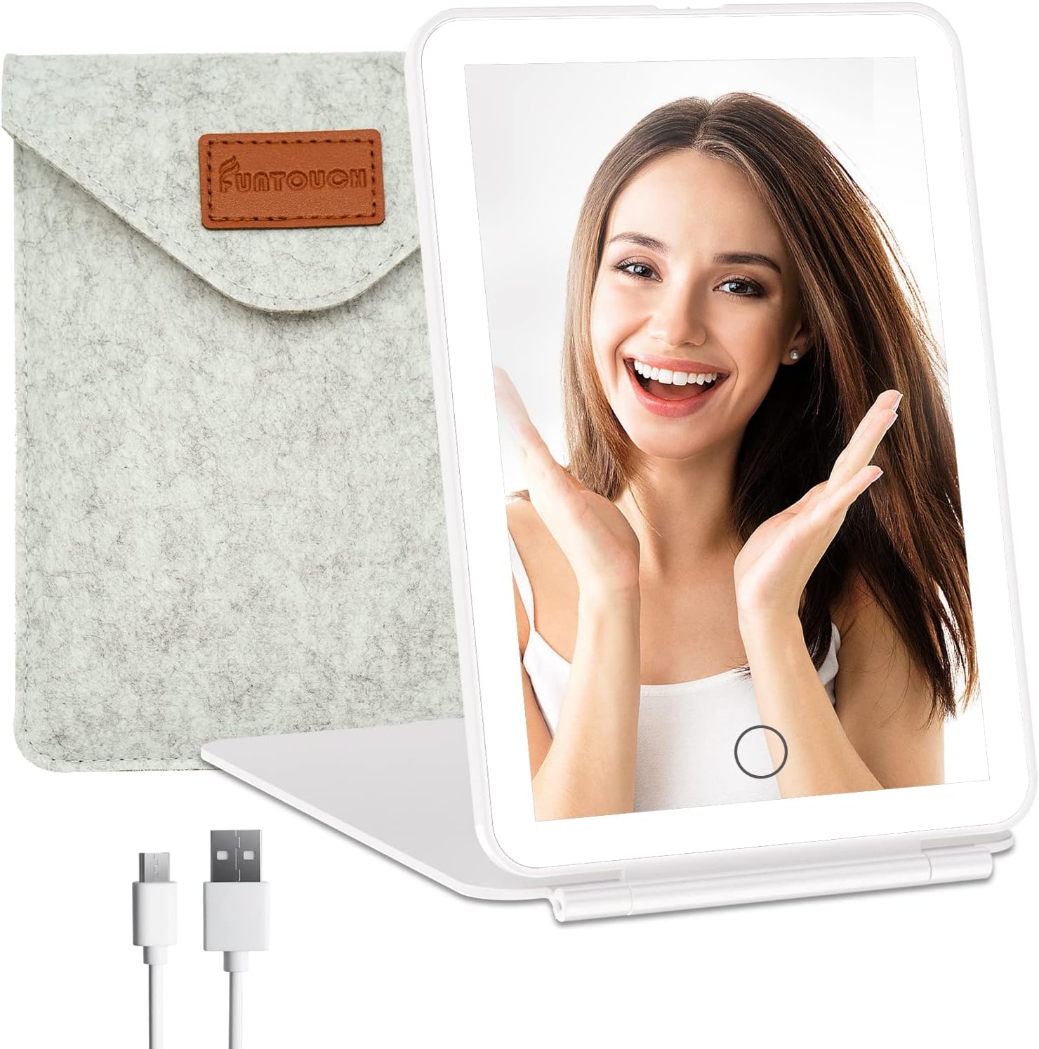 FUNTOUCH Rechargeable Travel Makeup Mirror with 72 Led Lights
