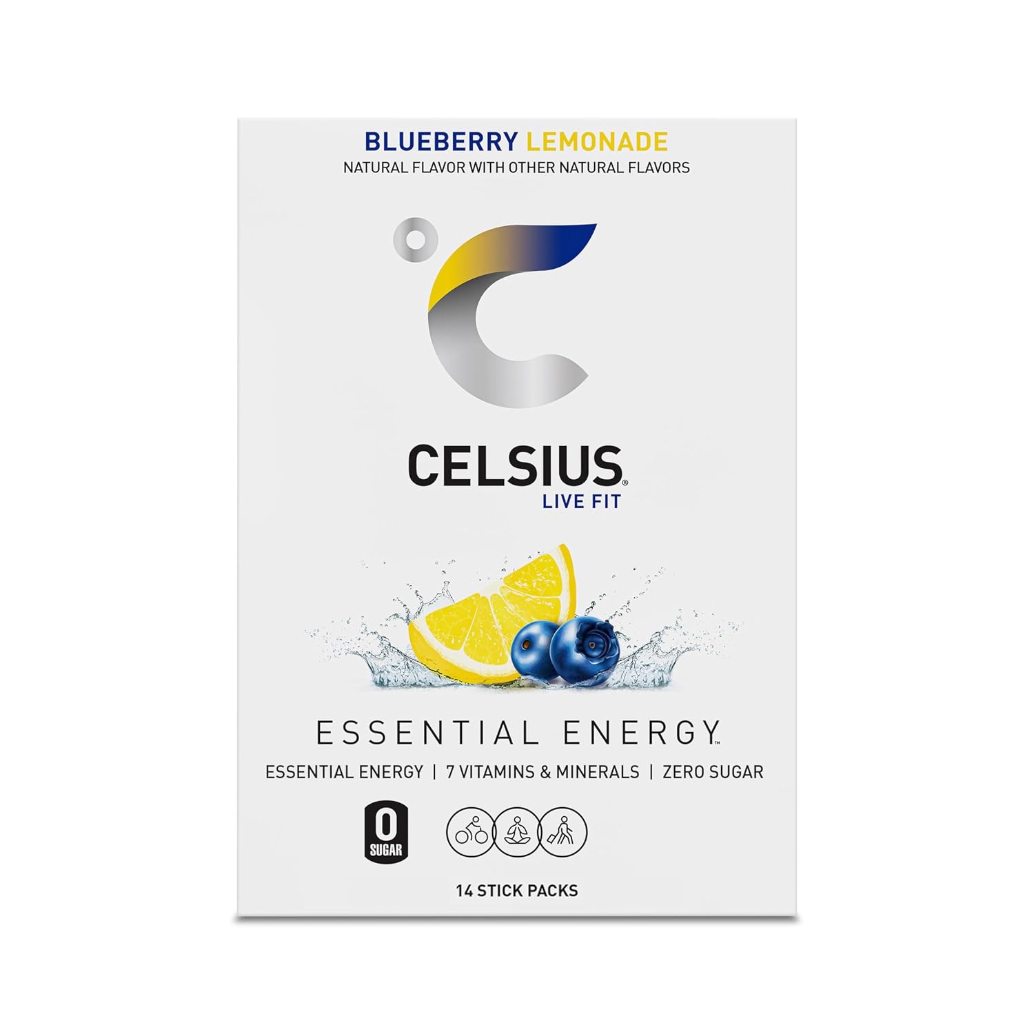 CELSIUS On-The-Go Powder Stick Packs, Zero Sugar (14 Sticks per Pack)