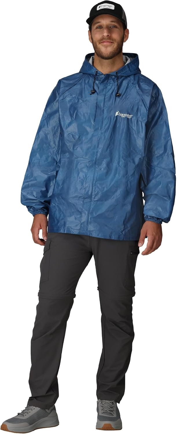 FROGG TOGGS Men's Ultra-lite2 2-Layer Waterproof Breathable Rain Jacket | Sealed seams, adjustable hood, storm flap, zippered chest pocket