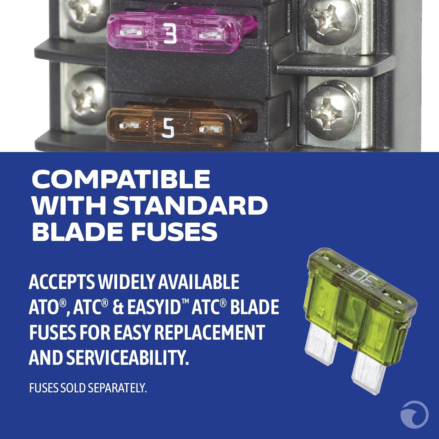 Blue Sea Systems ST Blade Fuse Block 6 Way Circuits with Negative Bus and Cover, 100 Amps, 5025