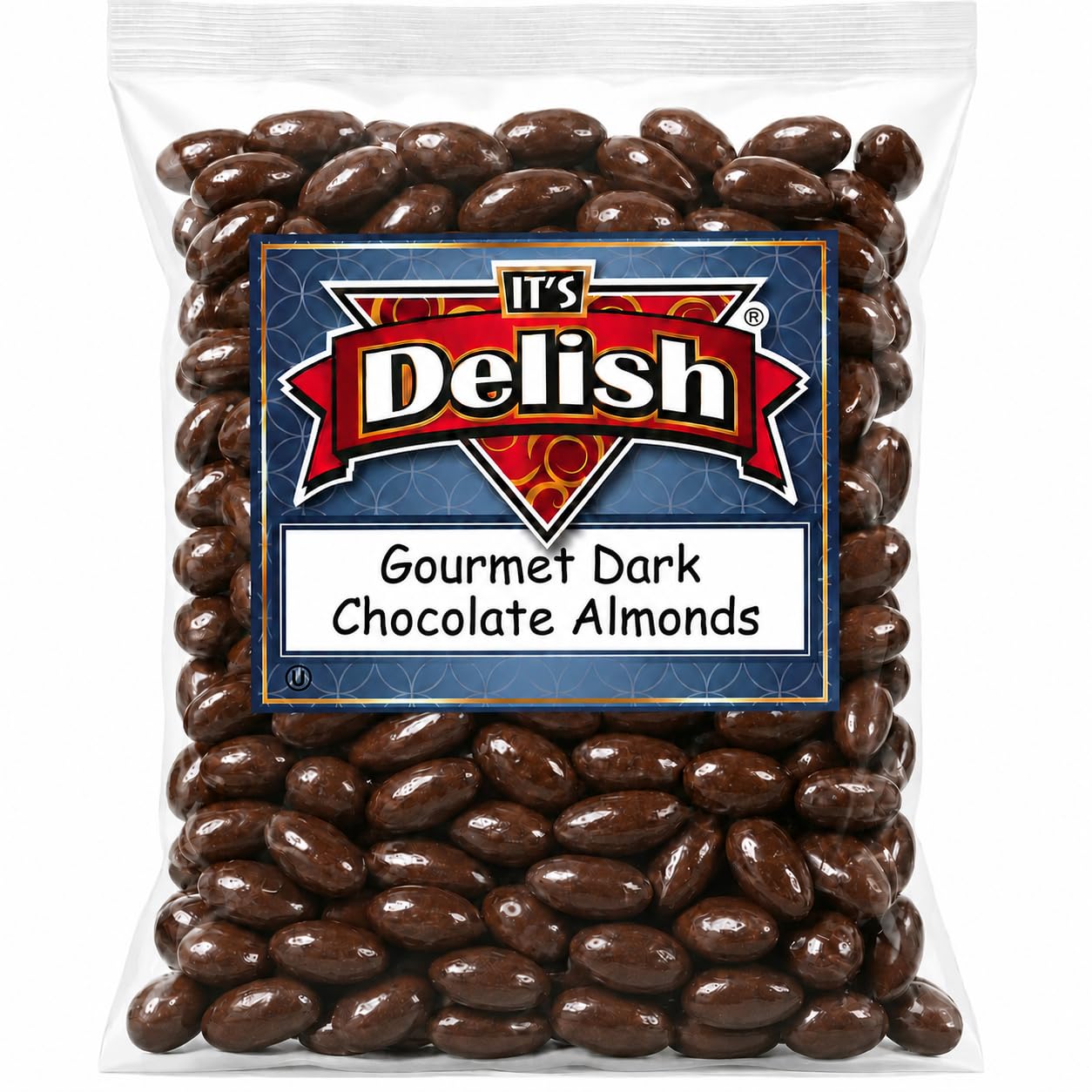 Gourmet Dark Chocolate Covered Almonds by Its Delish, 1 lb Bulk Bag | Almond Nuts Dipped Chocolates Healthy Candy Snacks | Dairy Free, Vegan, Kosher