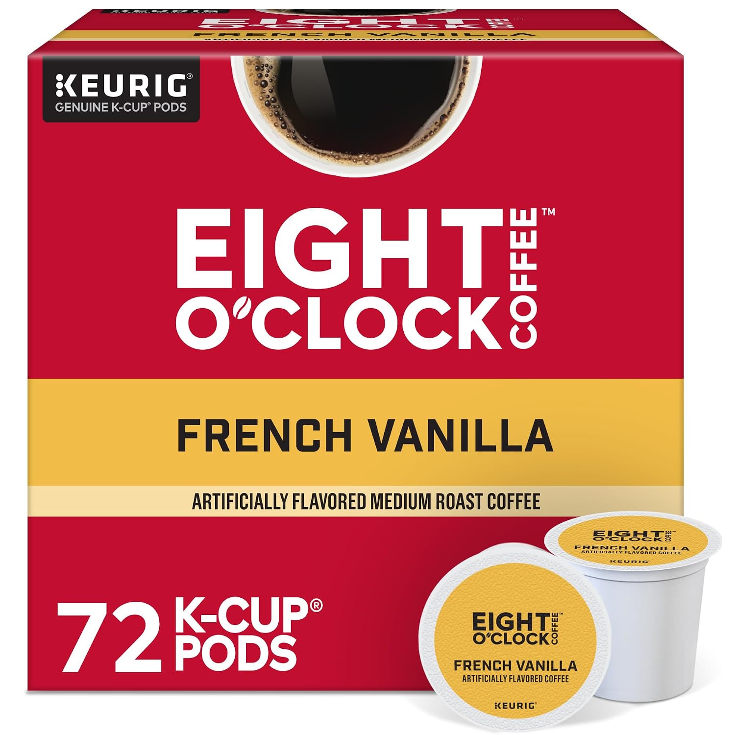 Eight O'Clock Coffee The Original, Single-Serve Keurig K-Cup Pods, Medium Roast Coffee Pods, 72 Count