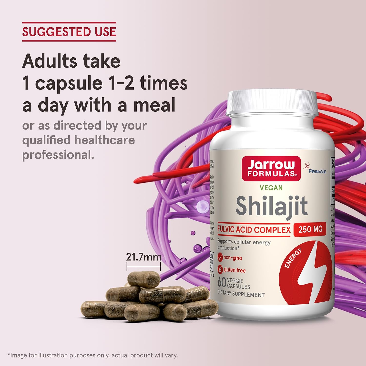 Jarrow Shilajit 250mg, Cellular Energy Production, 60 Veggie Capsules