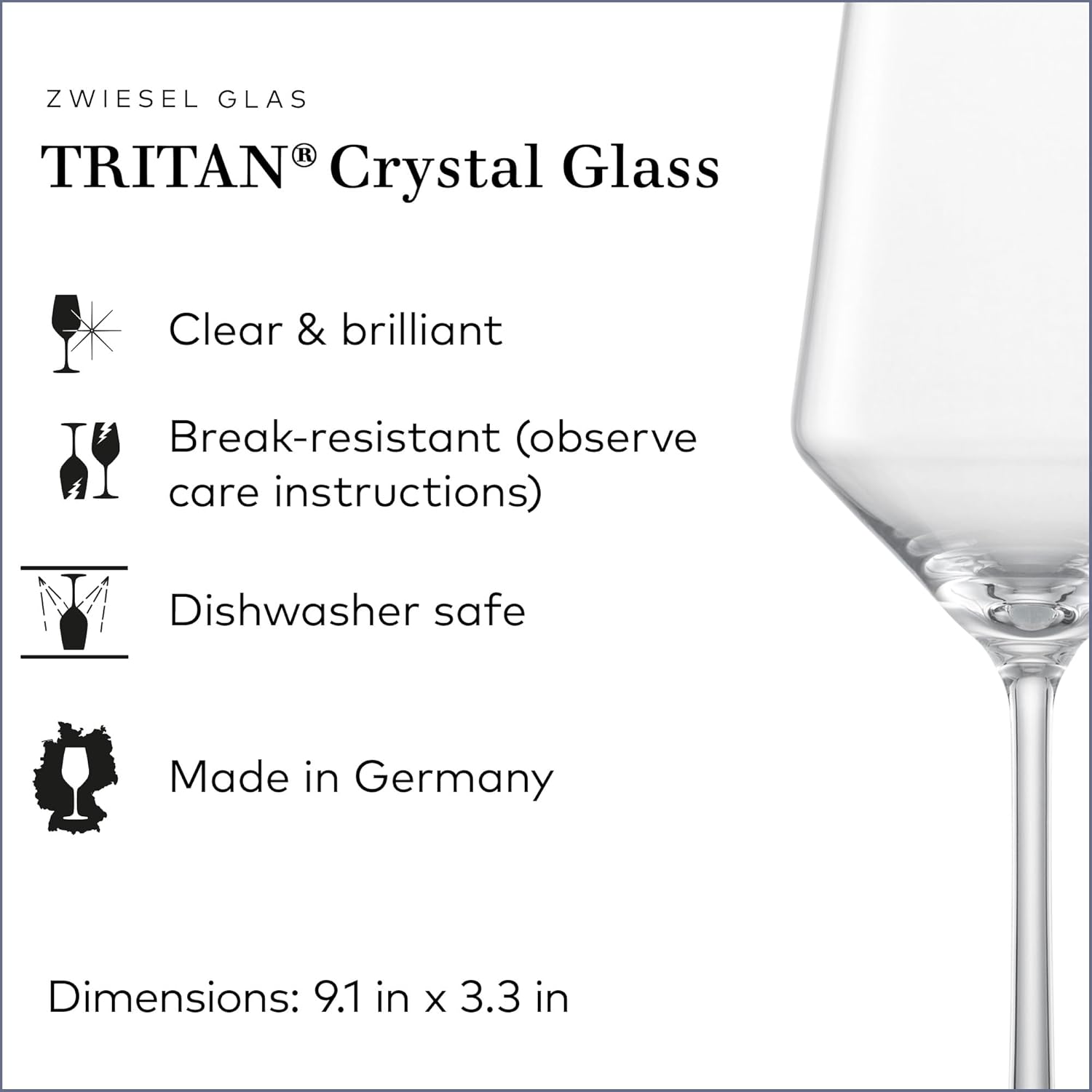Zwiesel Glas Pure Sauvignon Blanc White Wine Glass (Set of 6), Graceful Wine Glasses for White Wine, Dishwasher-Safe Tritan Crystal Glasses