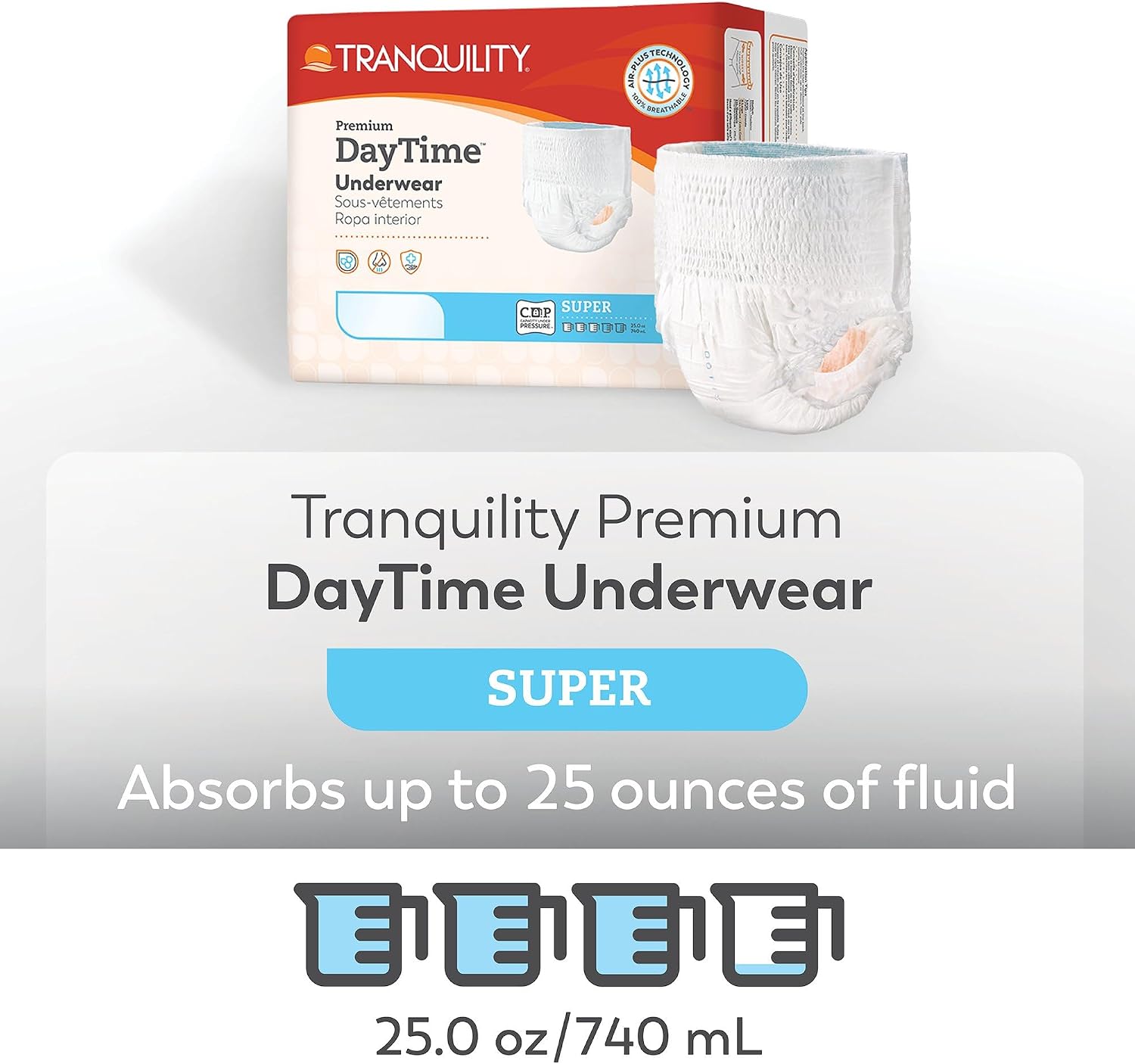 Tranquility Premium Daytime Disposable Absorbent Underwear, L, 54 in, 16 ct | Breathable All-Day Comfort, Adult Diapers