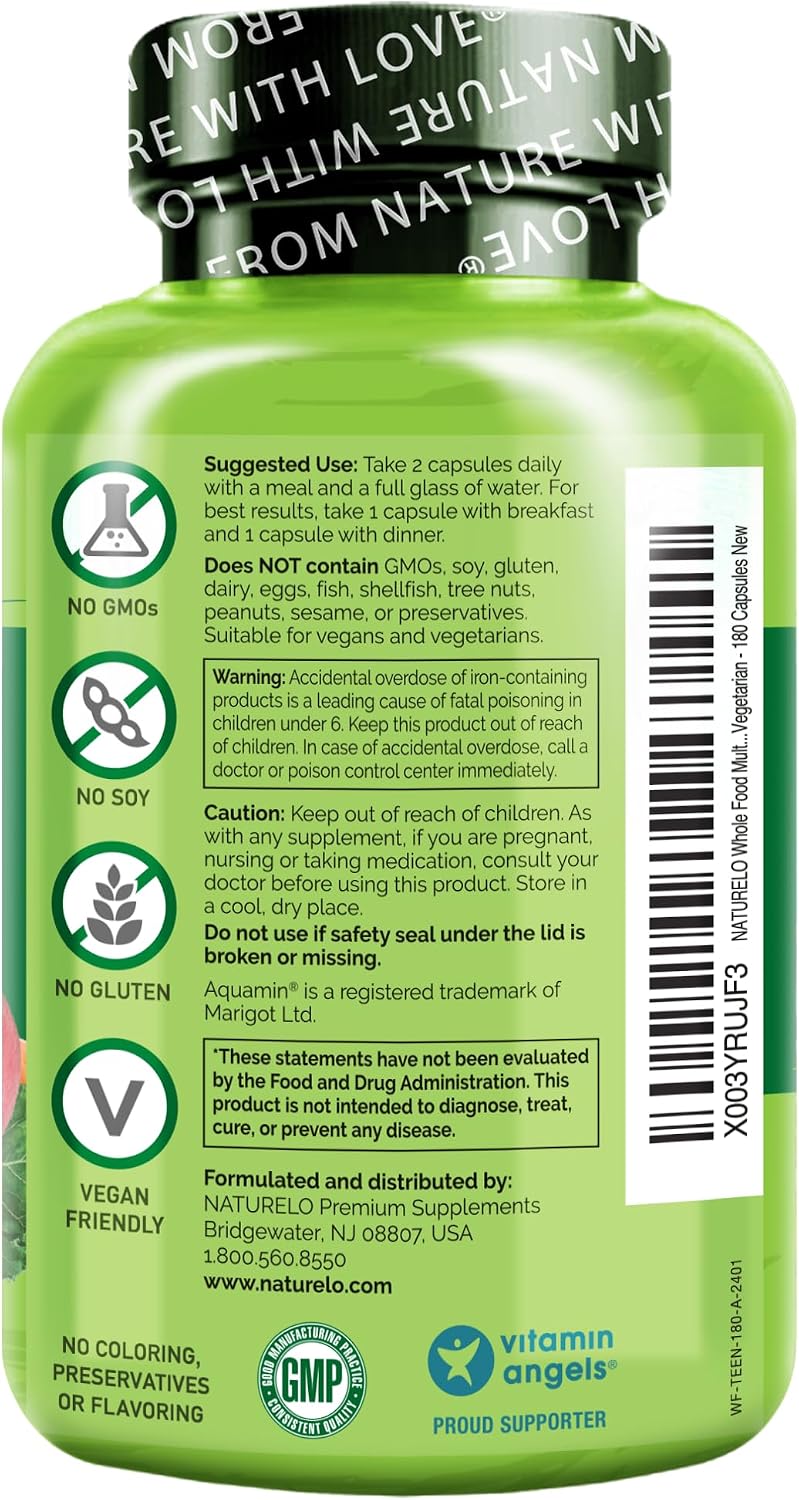 NATURELO Multivitamins for Teenage Girls/Boys, 120 Capsules