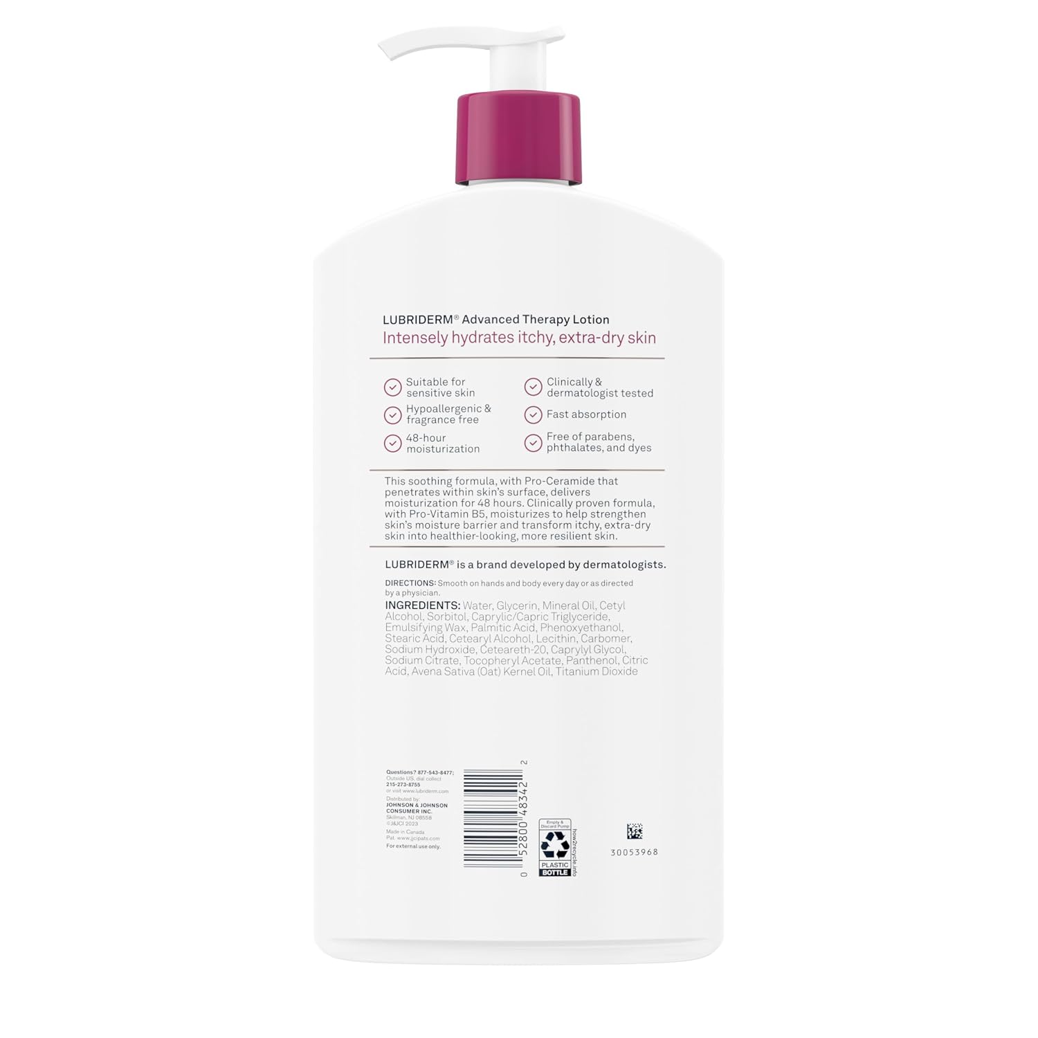 Lubriderm Advanced Therapy Hand & Body Lotion, Fragrance Free, 32 fl. oz