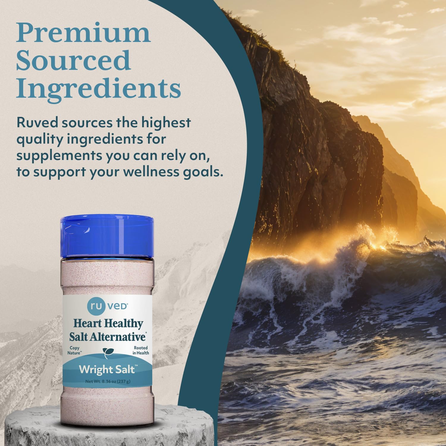 ruved Wright Salt, Fine Himalayan Pink Salt, Finely Ground, 8.4 Ounces