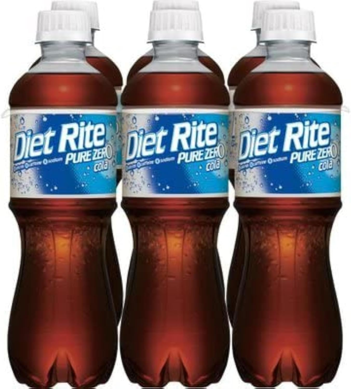 Diet Rite Pure Zero Cola, soda, No Caffeine, 6 pack of 16.9 oz bottles