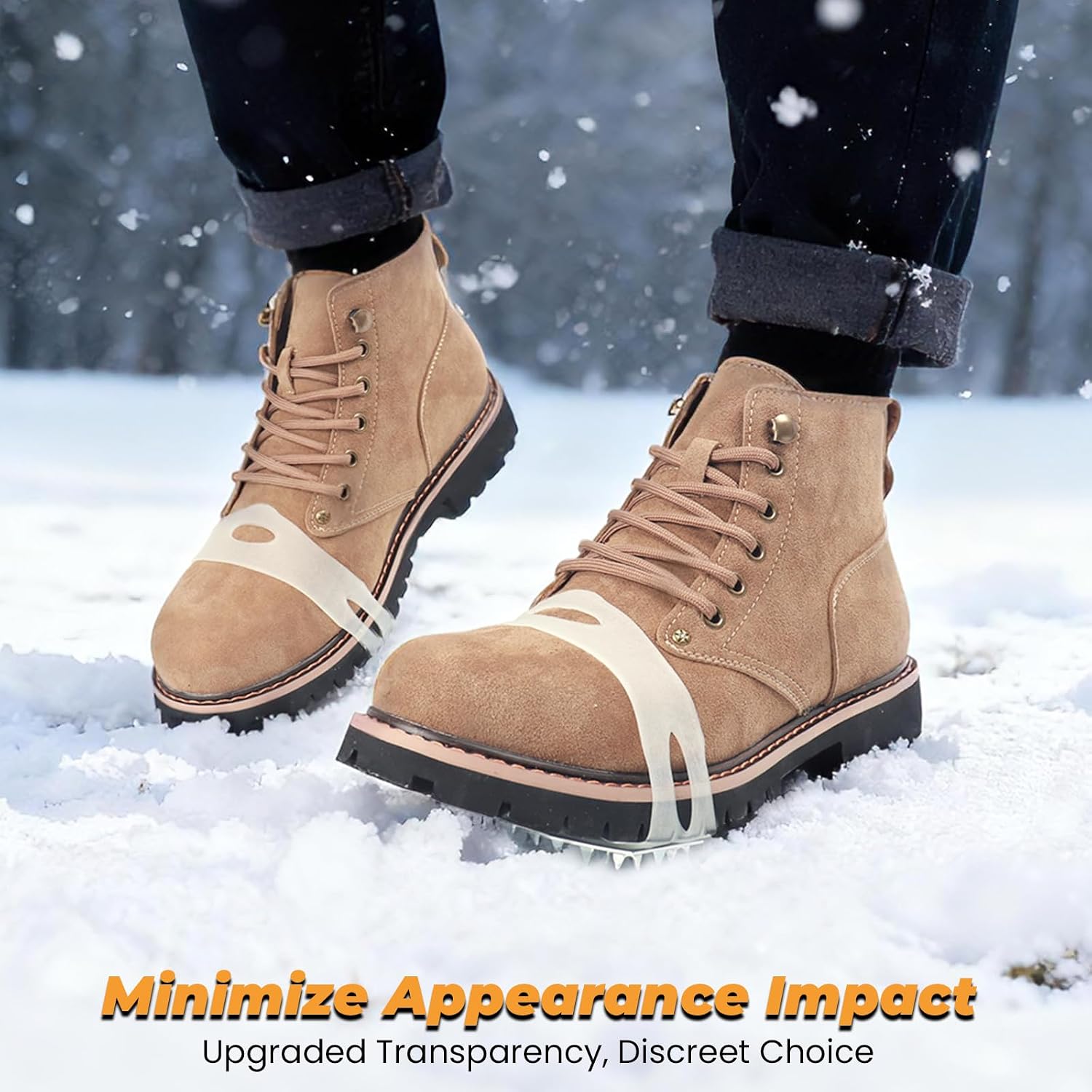 25-Spike Traction Cleats with Enhanced Grip | Anti-Slip Ice Cleats for Snow and Ice | Discreet Design | Easy On-Off Crampons