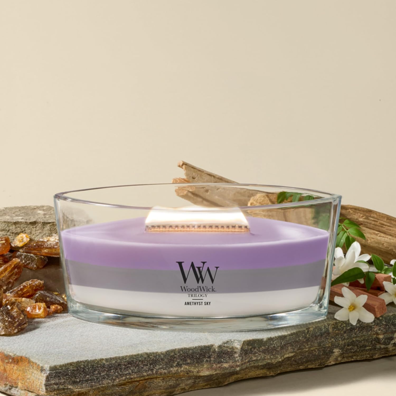 WoodWick Café Sweets Trilogy Holiday Candle Gifts for Women and Men, 9.7 oz Medium Hourglass Trilogy Candle with Crackling Wick