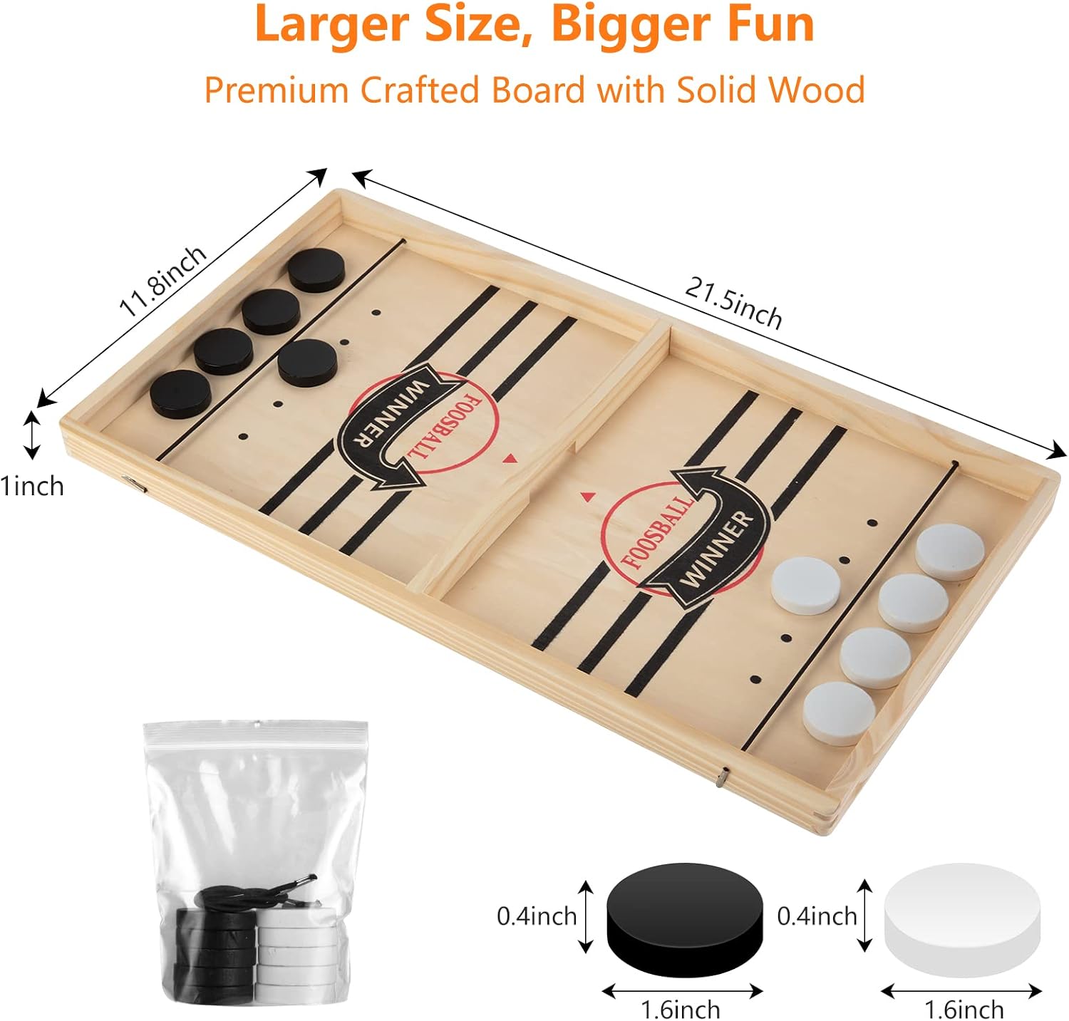 22'' Large Fast Sling Puck Game, Hockey Table Game for Family Night