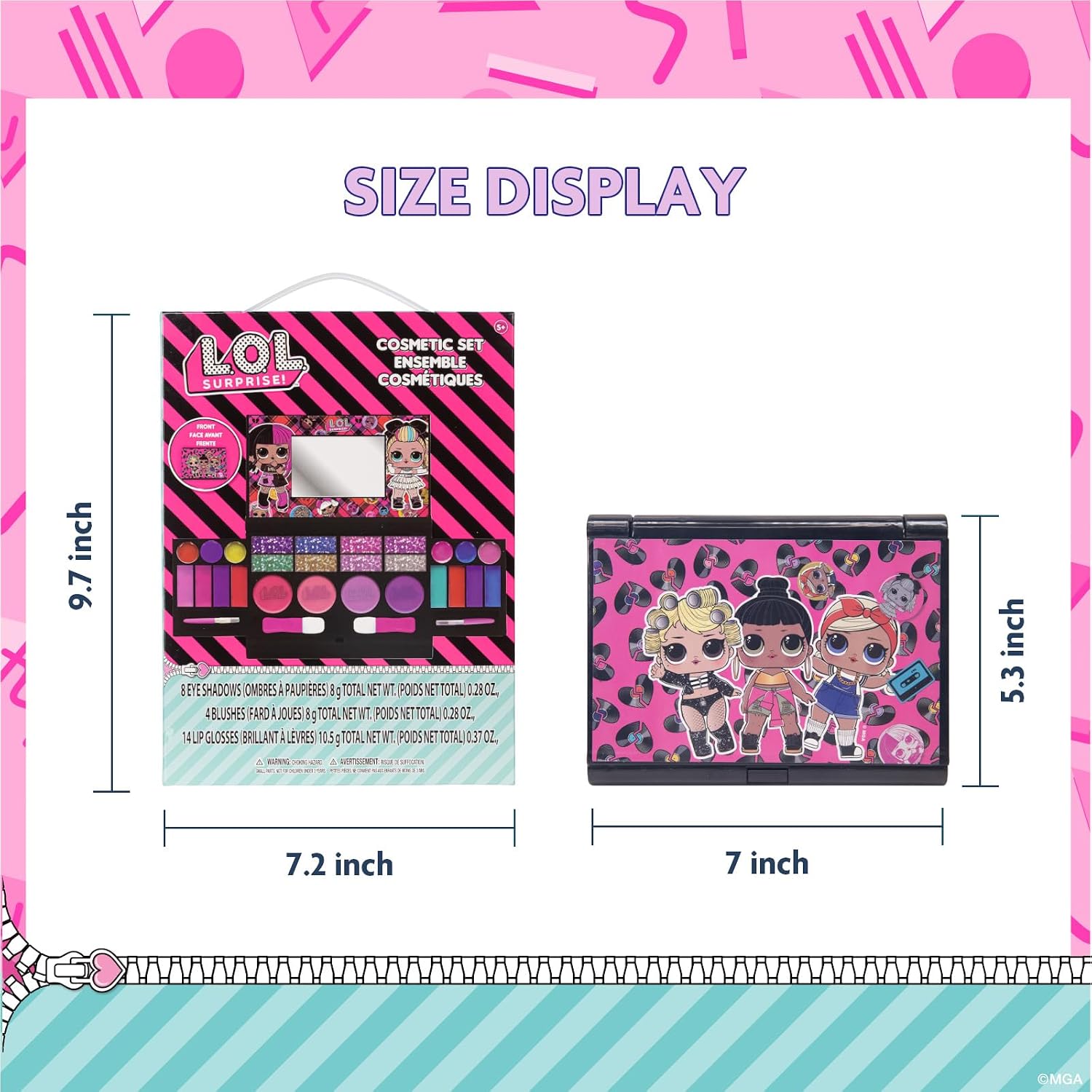 L.O.L. Surprise! Fold-Out Makeup Palette with Mirror, Lip Gloss, Eyeshadow & Blush