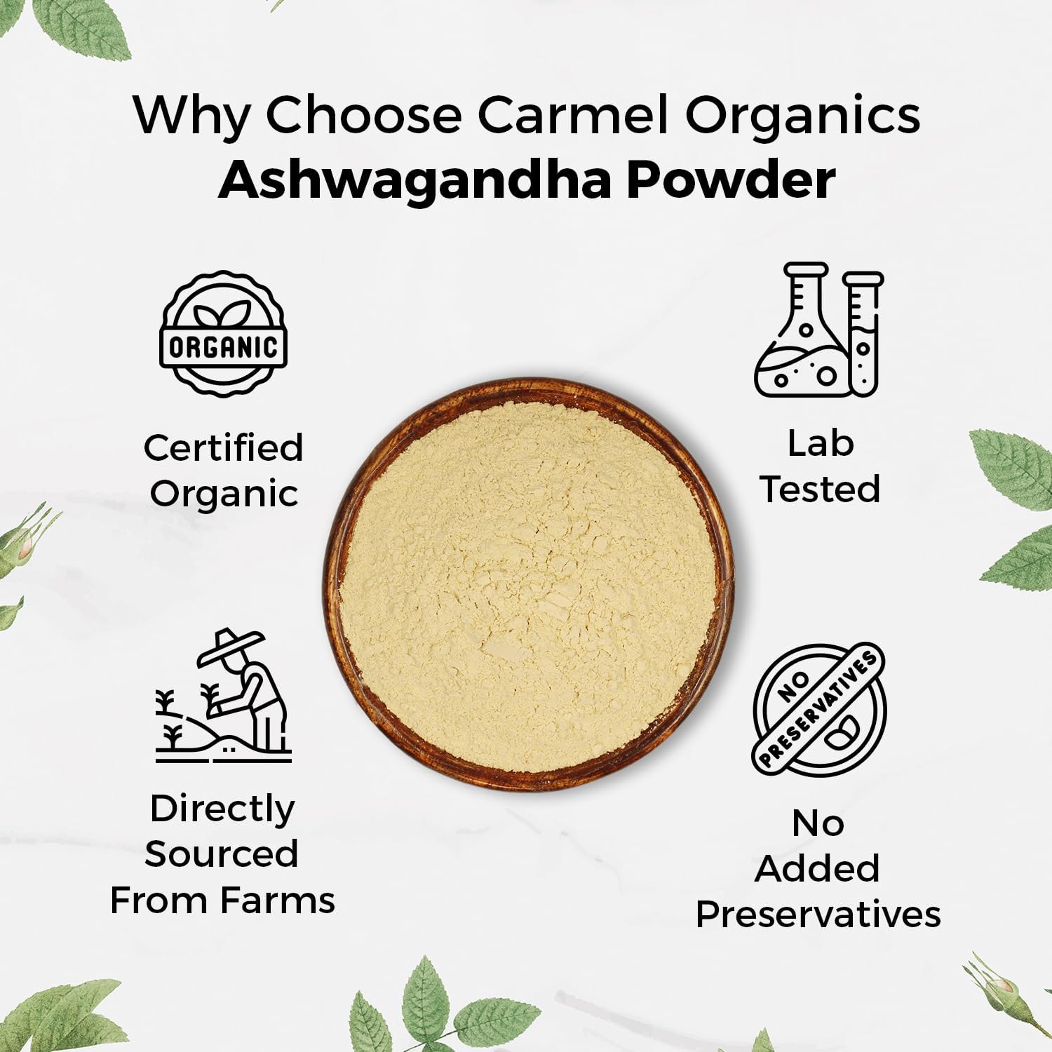 CARMEL ORGANICS Organic Ashwagandha Root Powder 8 Ounce