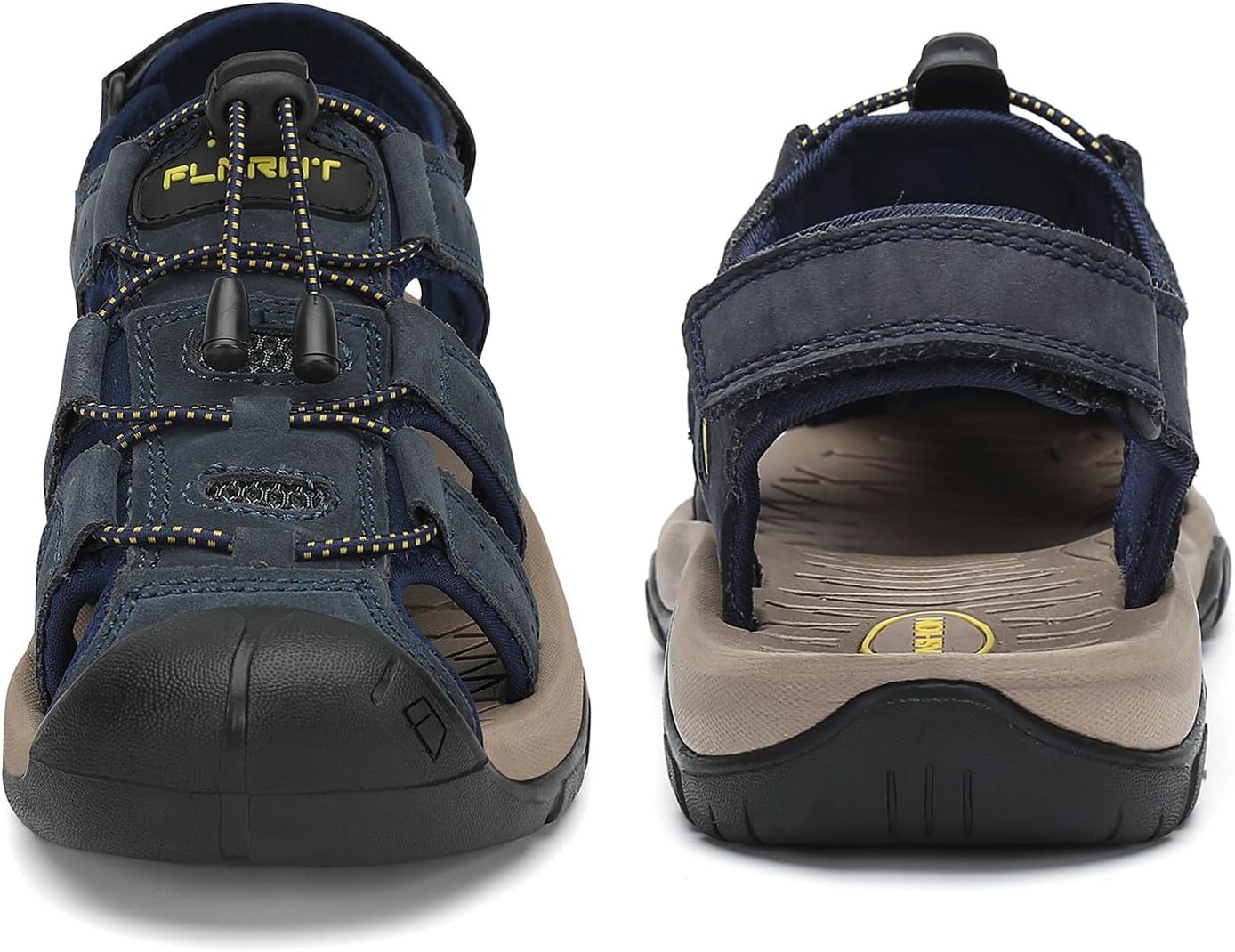 FLARUT Men's Sport Sandals Closed Toe Leather Water Hiking Shoes