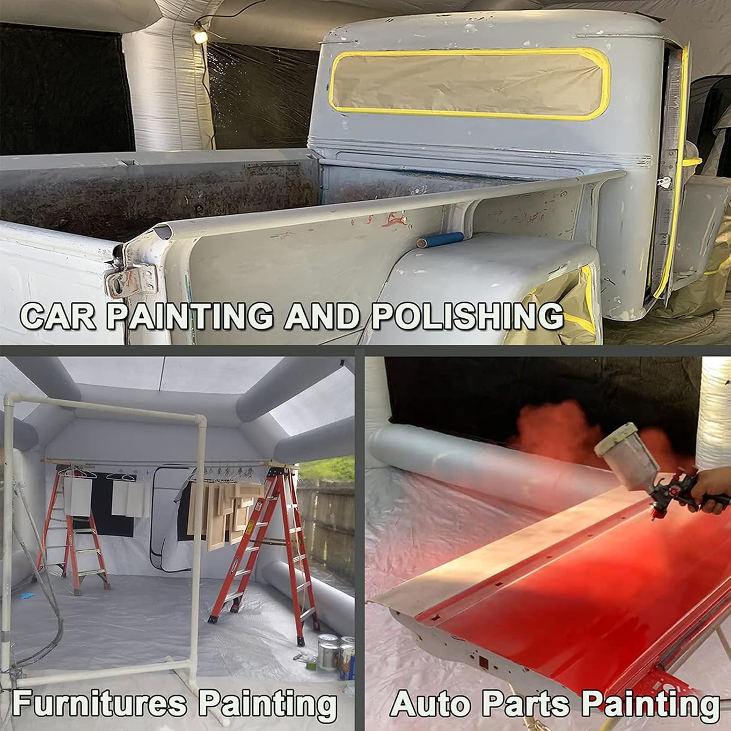 28X15X10FT Inflatable Spray Paint Booth Tent with Upgrade High-Power Blowers 950W+950W
