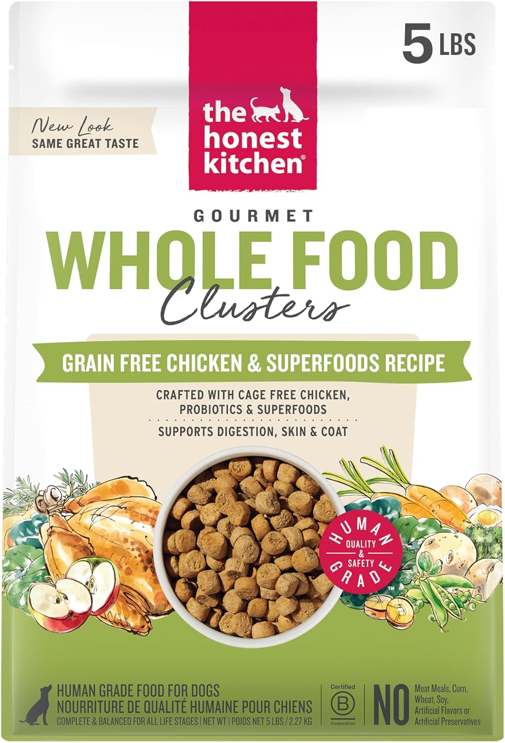 The Honest Kitchen Grain Free Beef & Superfoods Whole Food Clusters, Human Grade Dry Dog Food, Vet-Crafted Nutritional Support for Skin, Coat, Digestion & Overall Wellness, 20 lb Bag