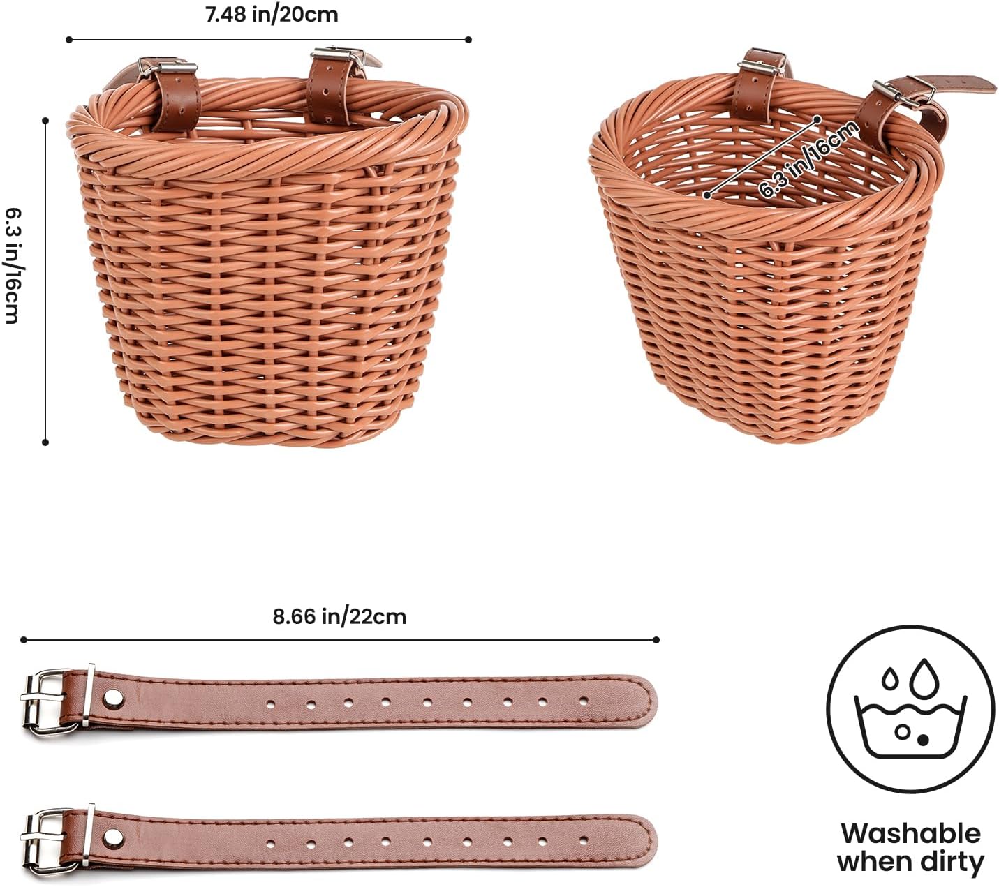 Kids Bike Basket Wicker Woven Front Bicycle Basket for Boys Girls Mini Handlebar Basket for Kids Bike or Scooter