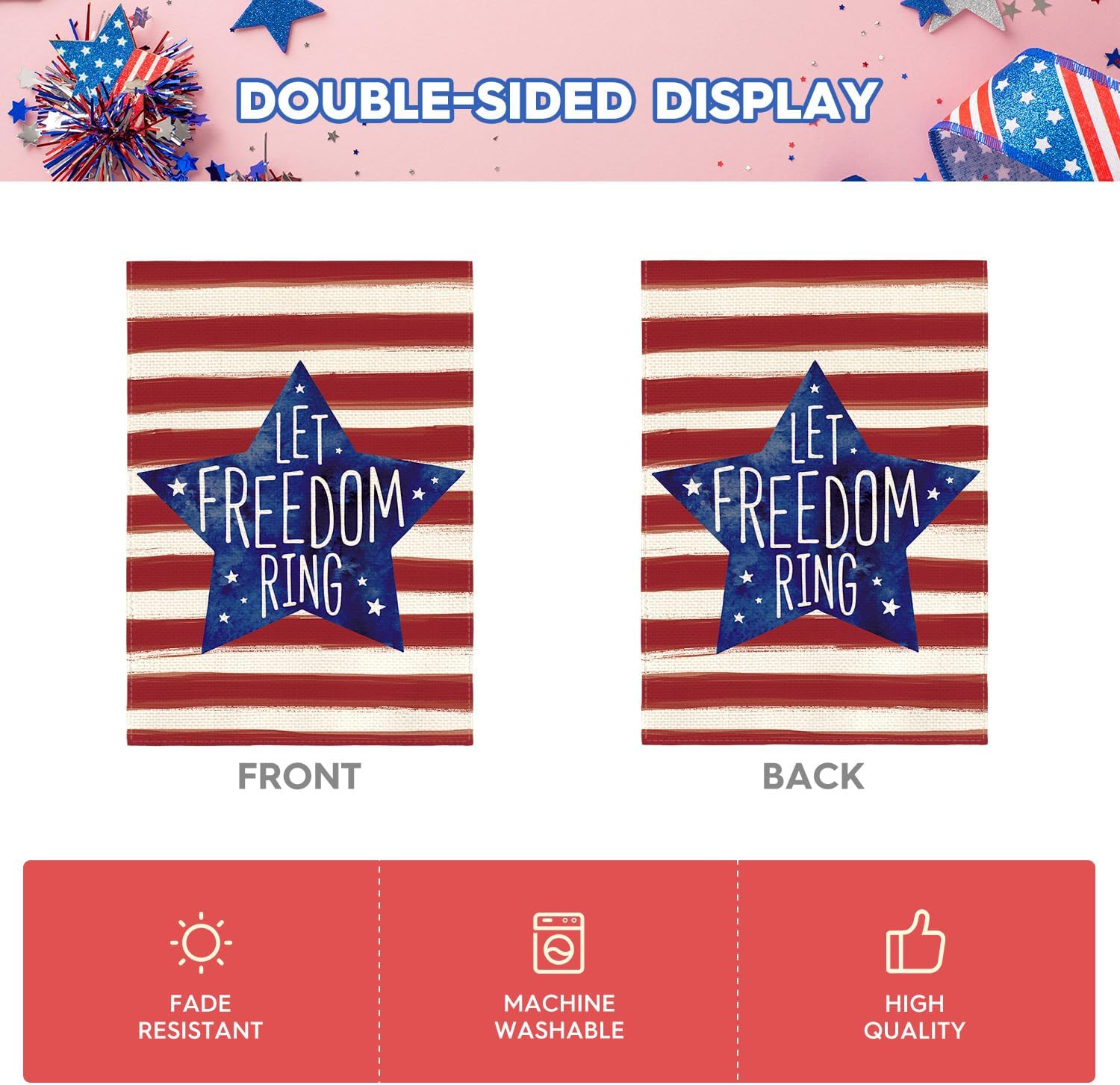 AVOIN colorlife Let Freedom Ring Patriotic 4th of July Garden Flag 12x18"