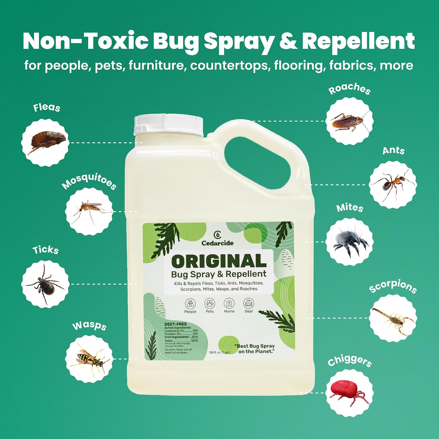 Cedarcide Original Bug Spray | Repel & Kill Fleas, Ticks, Mosquitoes, Mites, Ants & Chiggers | for use on People
