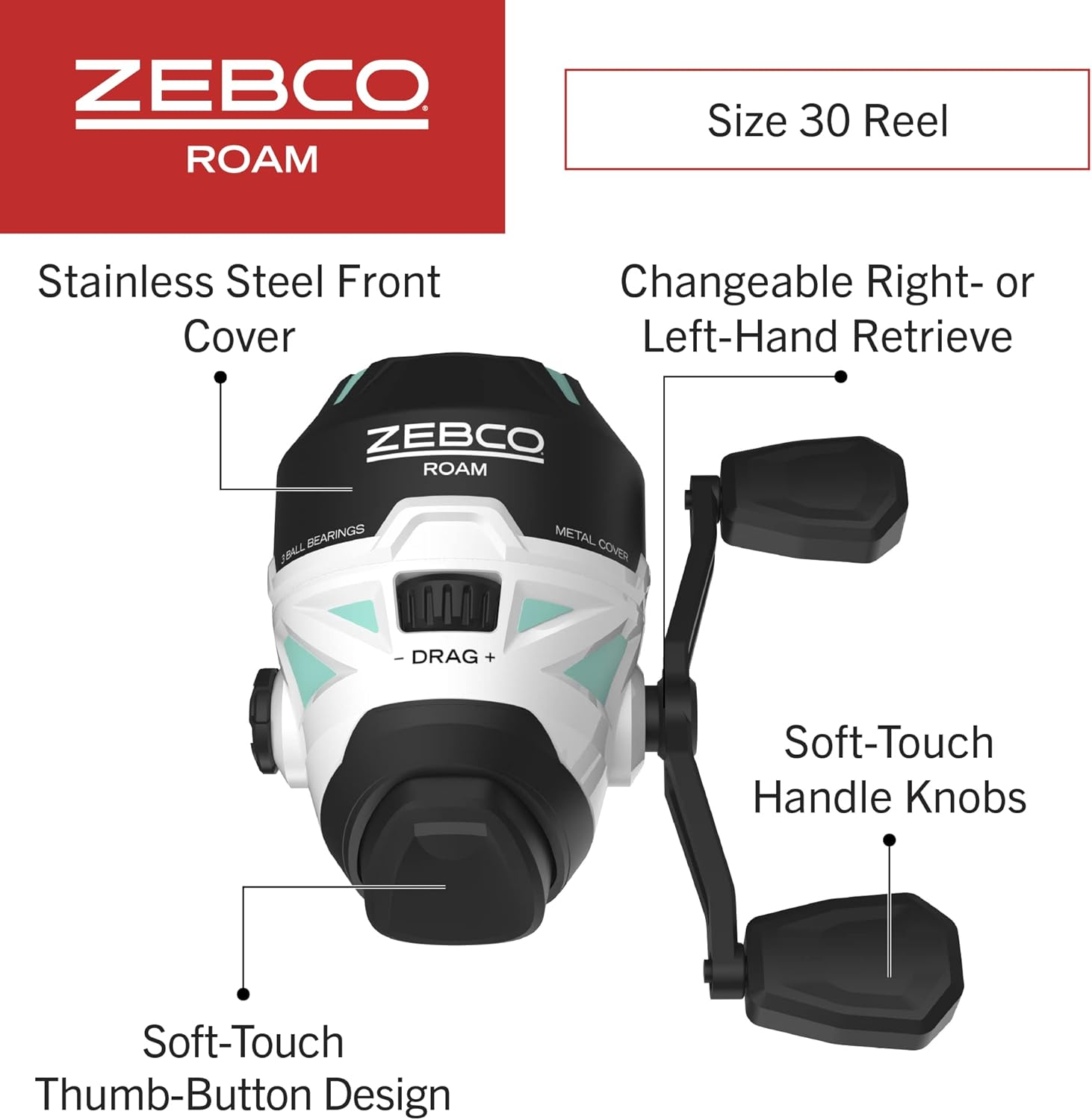 Zebco Roam Telescopic Fishing Rod and Spinning or Spincast Fishing Reel Combo, Durable 6-Foot Fiberglass Rod with ComfortGrip Handle