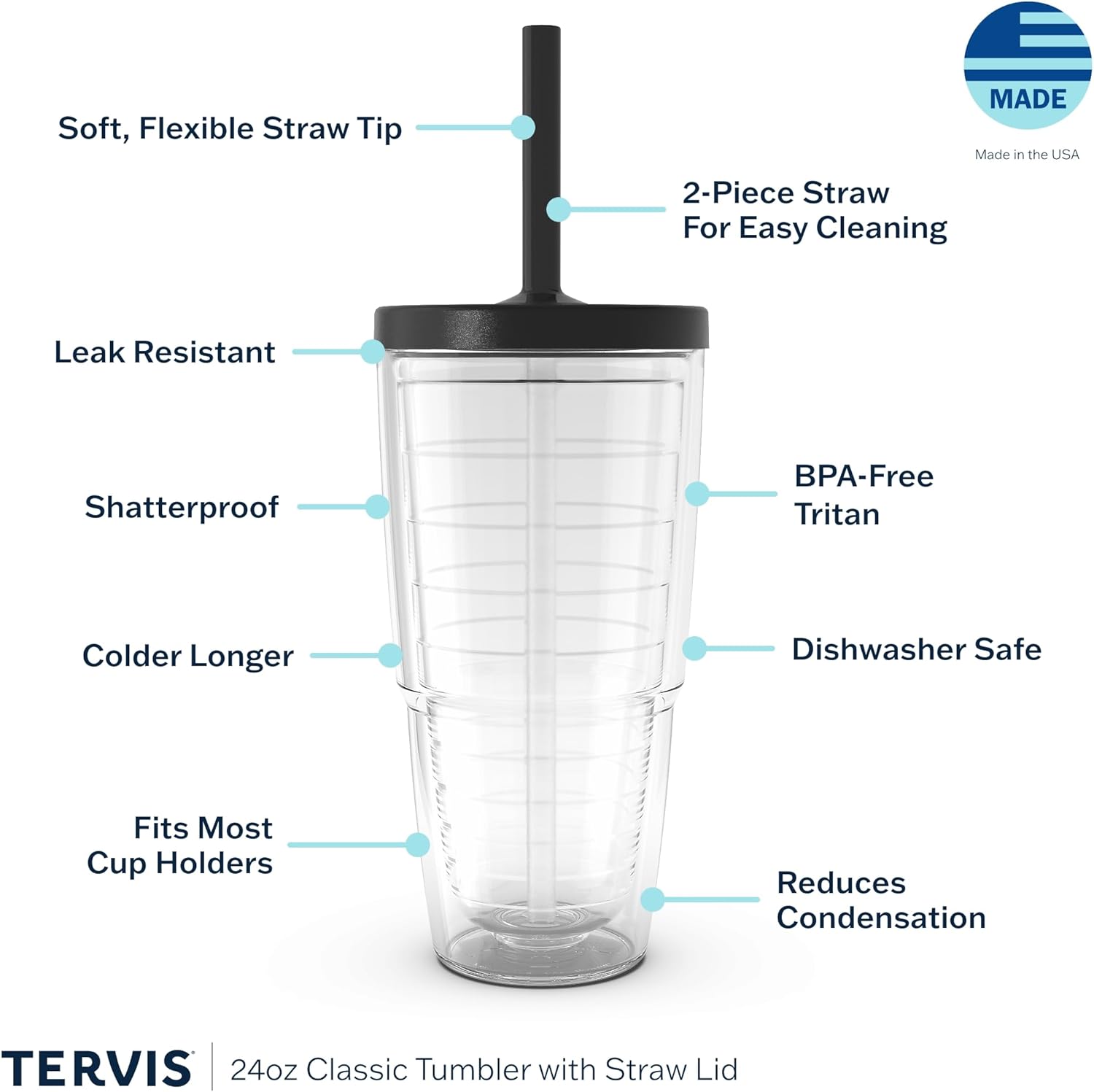 Tervis Christmas Holiday Ornaments Made in USA Double Walled Insulated Tumbler Travel Cup Keeps Drinks Cold & Hot, 24oz, Classic