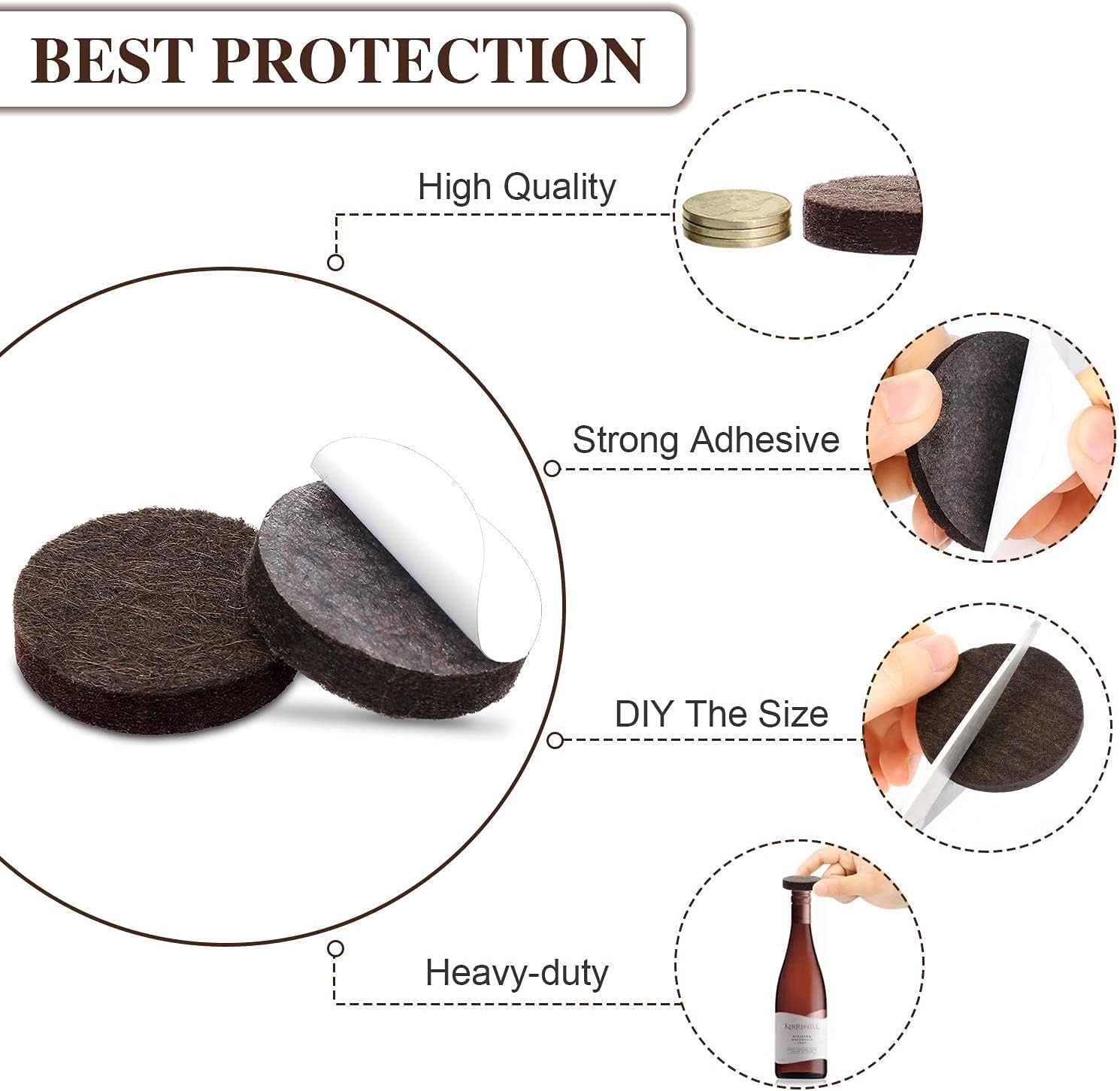 Yelanon Felt Furniture Pads 56 Pcs for Hardwood Floors Brown