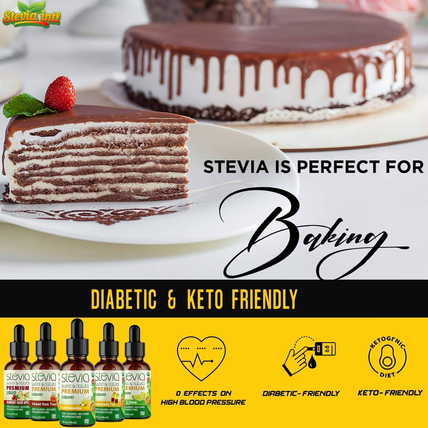 Stevia Intl (Pack of 5) Refreshers Bundle with 5 Flavors. Stevia Liquid Drops. Naturally Sweet, Non-Bitter, No Sugar Added, 0 Carb, 0 Calorie, Non-GMO