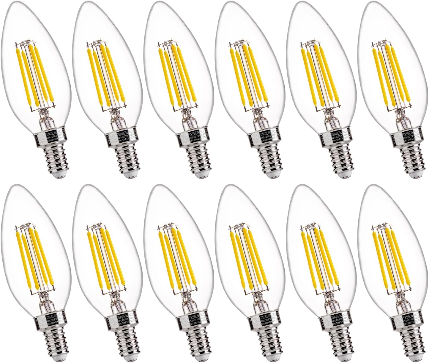 60W Equivalent LED Chandelier Light Bulbs, Dimmable, E12 Base, Clear B11 LED Filament Candelabra Bulbs, 2700K Soft White, 6 Pack