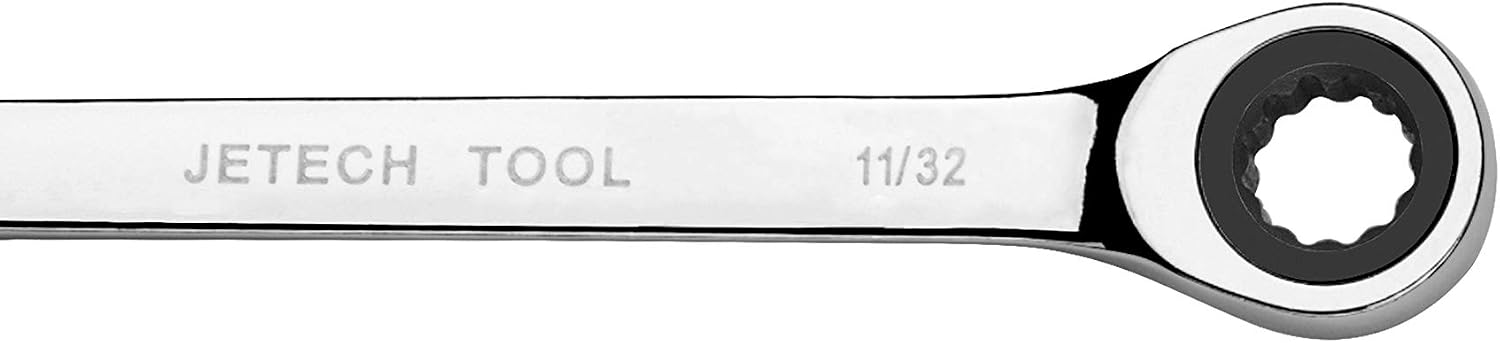 Jetech 5/16" x 11/32" Double Box End Ratcheting Wrench, SAE 72-Tooth Ratcheting Wrench, Forged Cr-V Steel, Heavy Duty for Automotive & Repairs