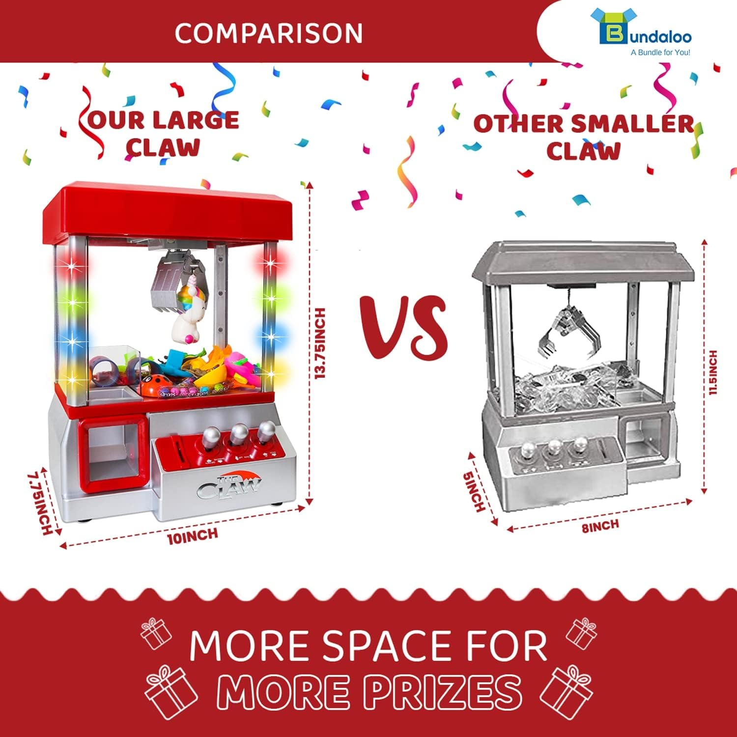 Claw Machine Arcade Game with Sound, Cool Fun Mini Candy Grabber Prize Dispenser Vending Toy for Kids, Boys & Girls
