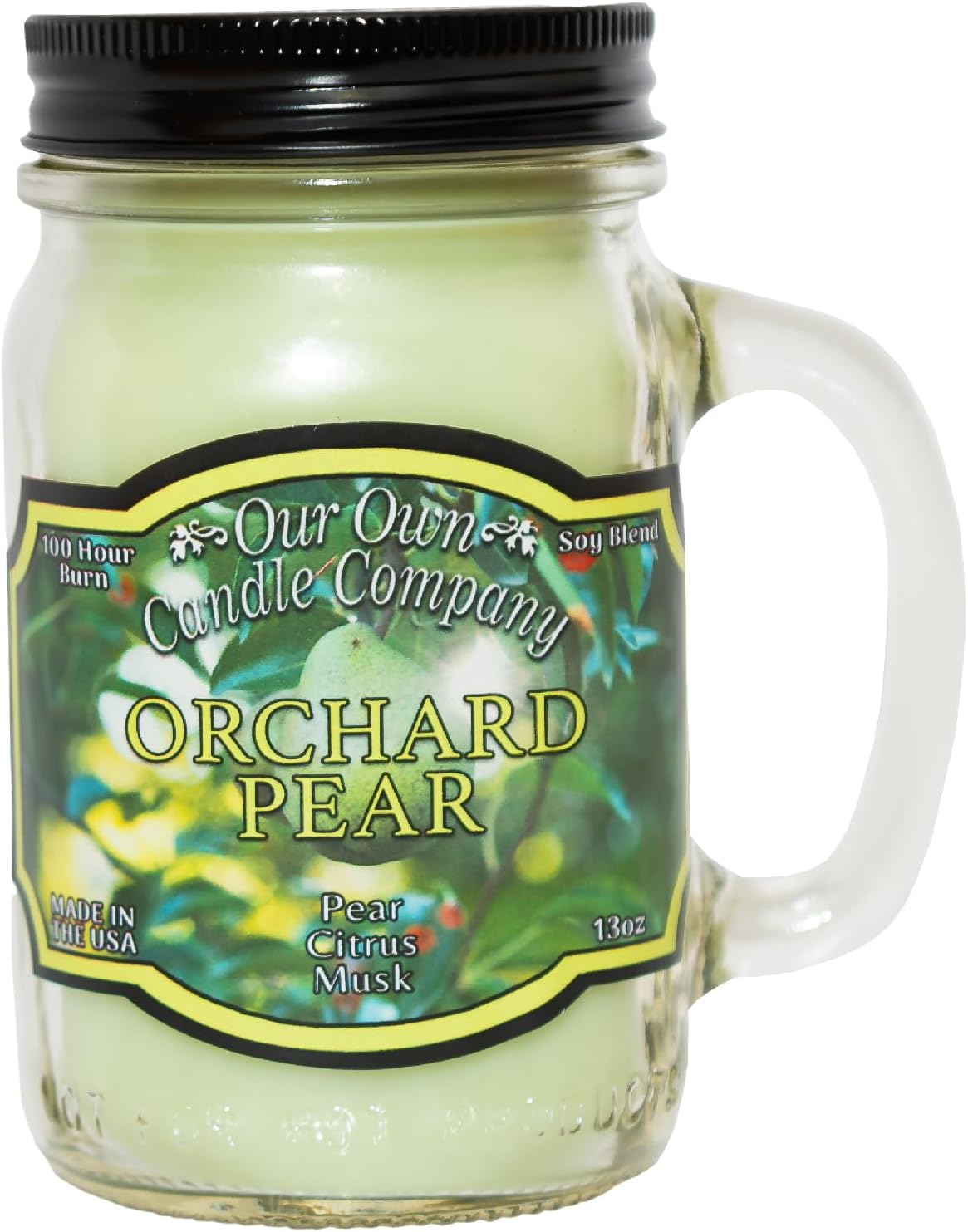 Balsam Pine Scented Mason Jar Candle, Our Own Candle Company, 13 oz | Clean, fresh Balsam-pine-tree scent; soy blend wax; lead-free wick with patented straightener; long lasting