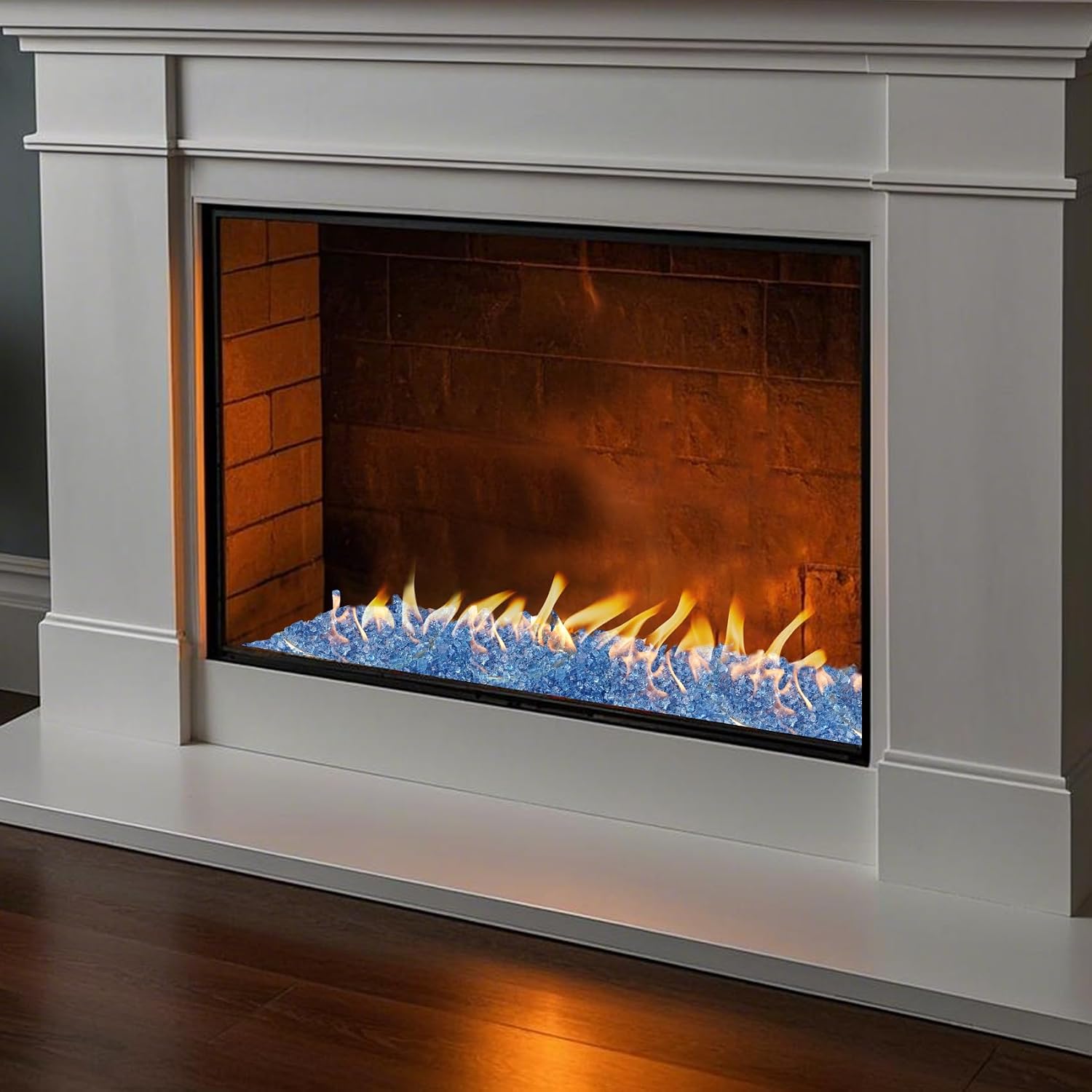 Skyflame 1/4" Pacific Blue Regular Fire Glass for Fire Pit Fireplace