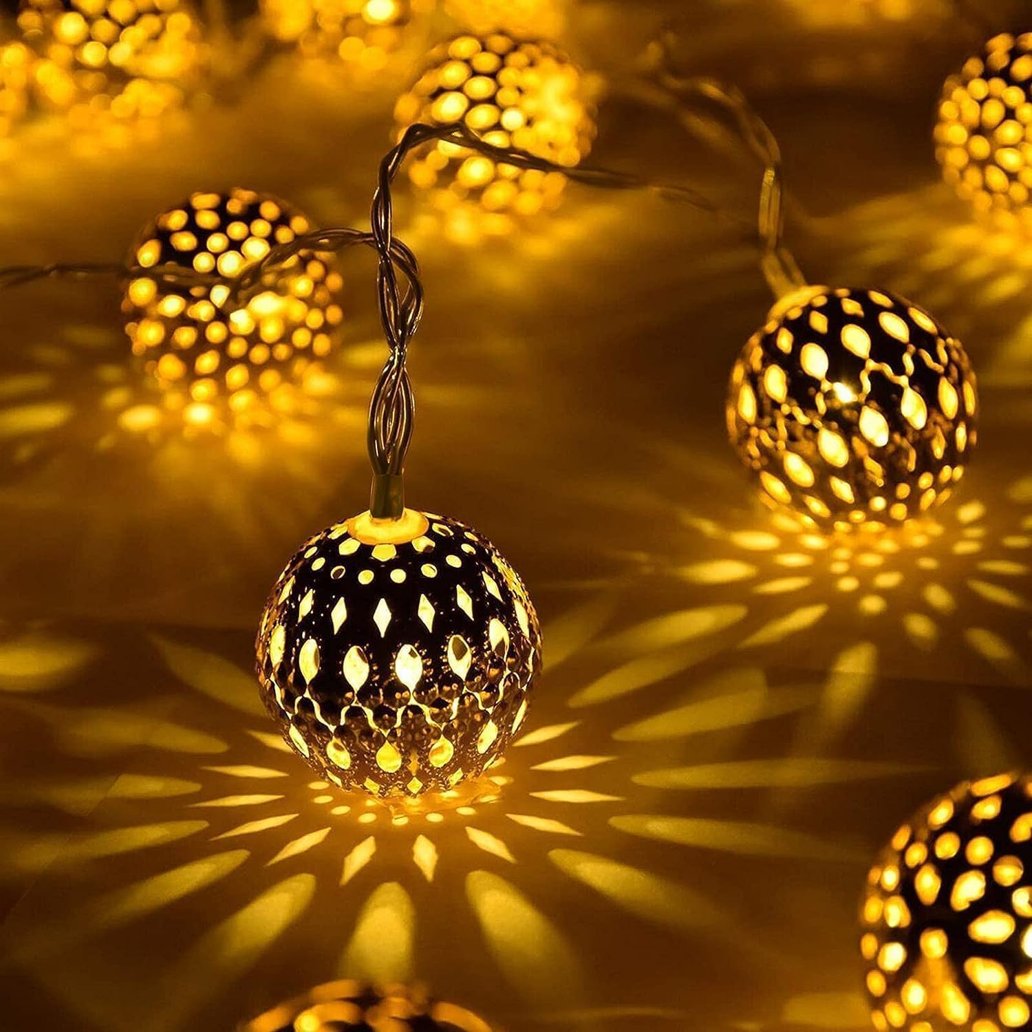 Brightown Solar String Lights Outdoor 60 Led 35.6 Feet Crystal Globe Lights with 8 Lighting Modes