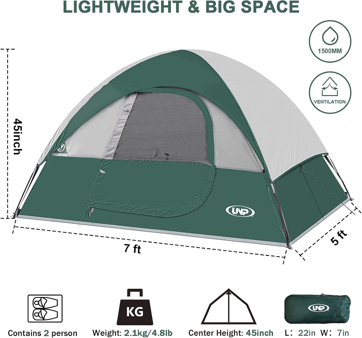 Camping Tent 2-4 Person, Waterproof Windproof Tent with Rainfly Easy Set up-Portable Dome Tents for Camping…