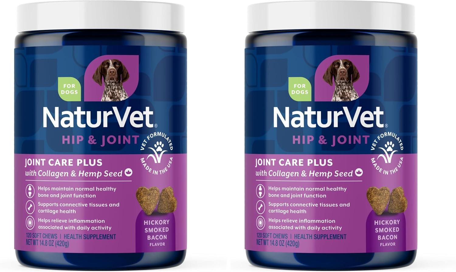 NaturVet Hip & Joint Supplement, Joint Care Plus for Dogs, 120ct