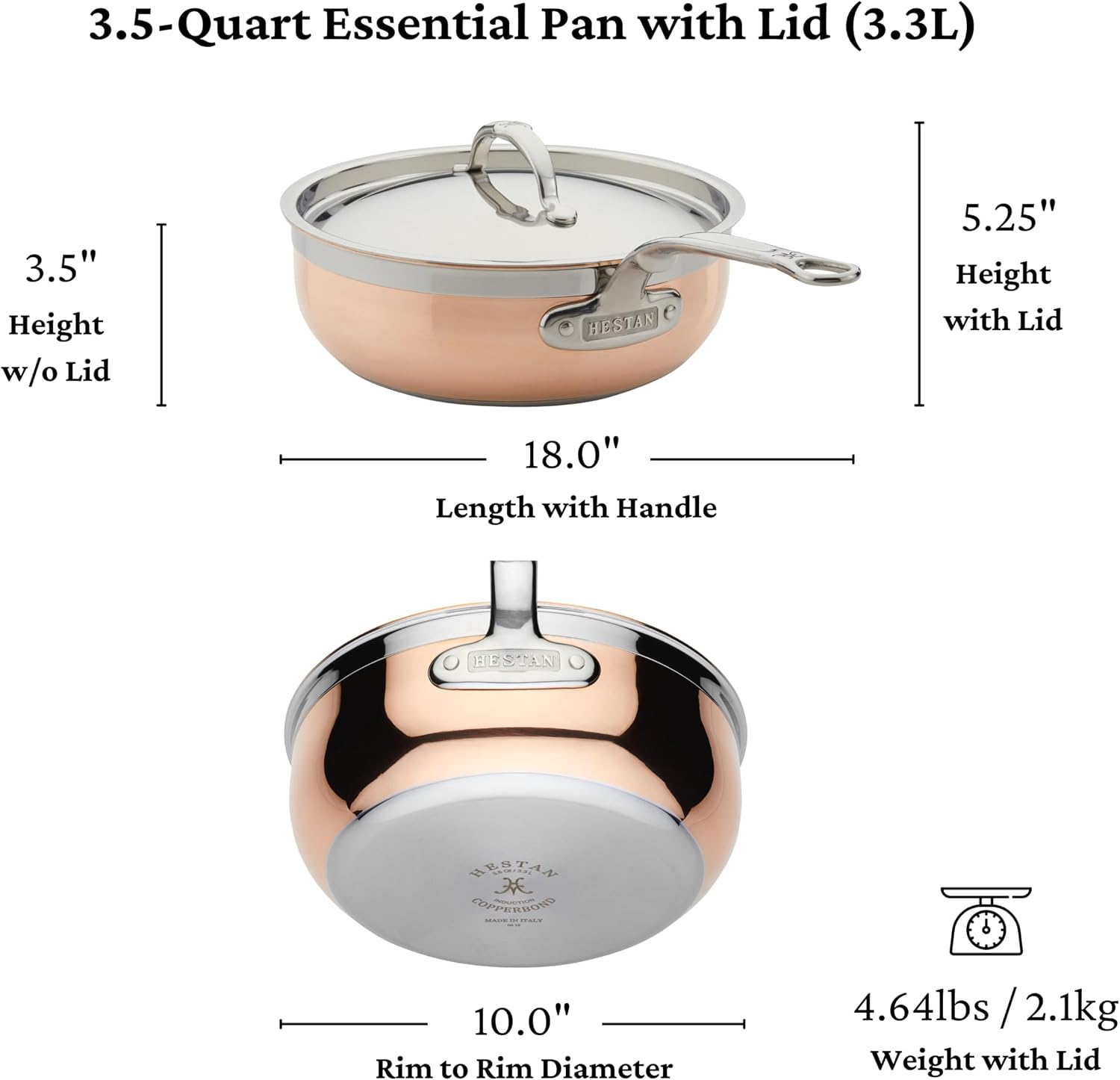 Hestan - CopperBond Collection - 100% Pure Copper Frying Pan, Induction Cooktop Compatible, 8.5-Inch