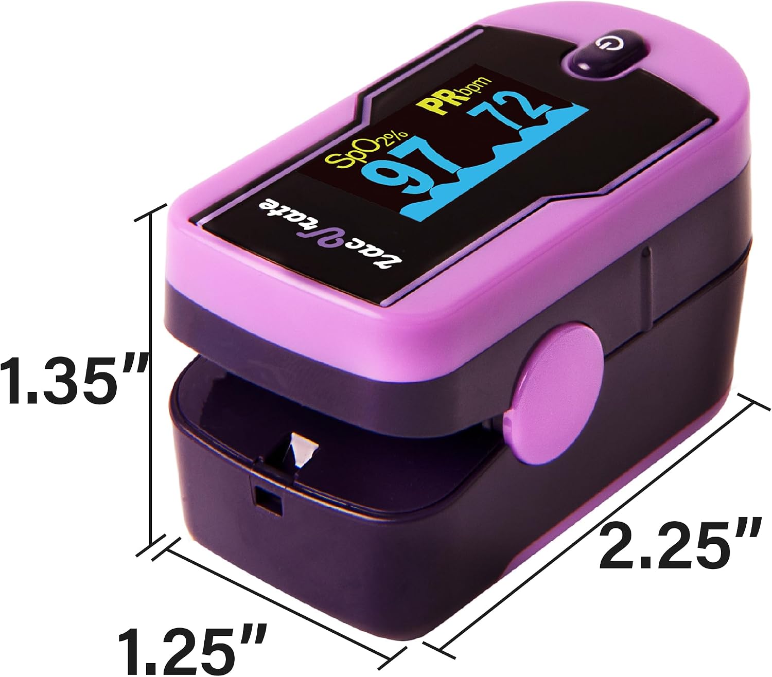 Zacurate 500E Premium Fingertip Pulse Oximeter Oximetry Blood Oxygen Saturation Monitor with Silicon Cover, Batteries and Lanyard (Mystic Purple)