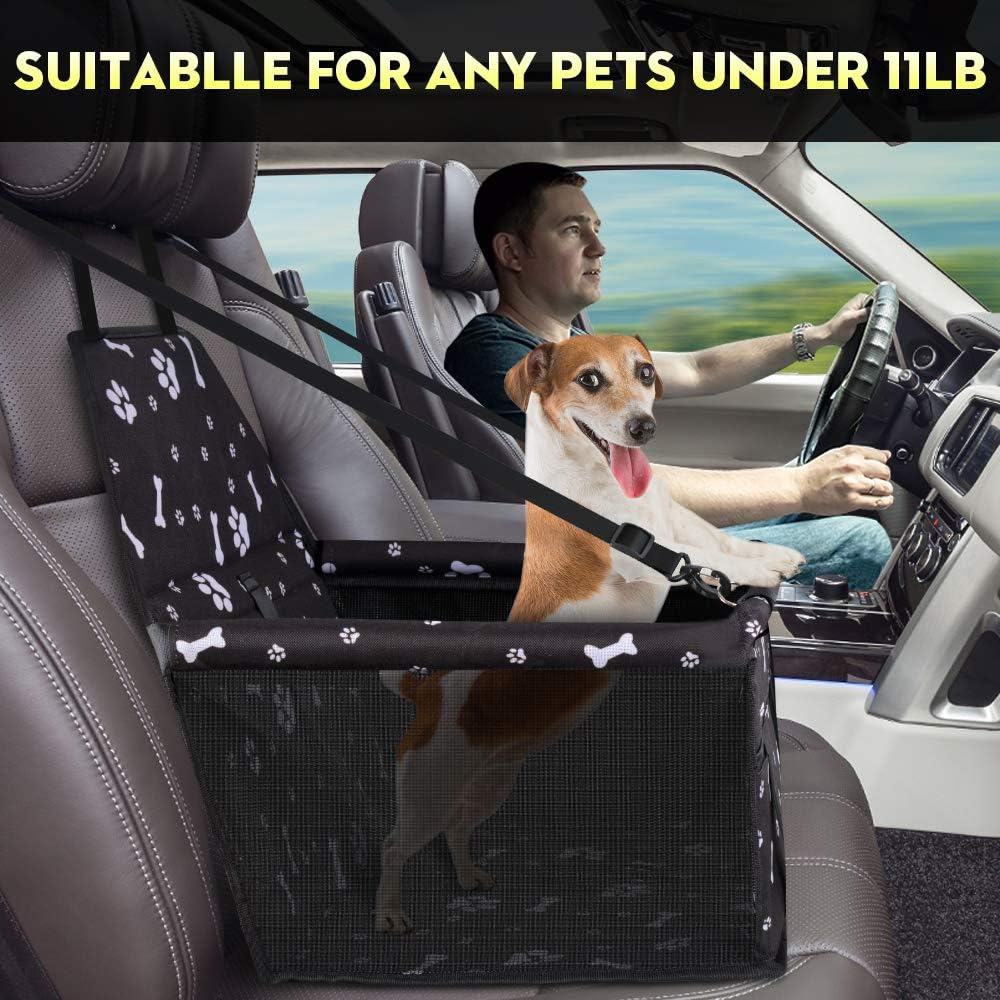 Dog Car Seat Puppy Portable Pet Booster Car Seat with Clip-On Safety Leash and PVC Support Pipe, Anti-Collapse,Perfect for Small Pets