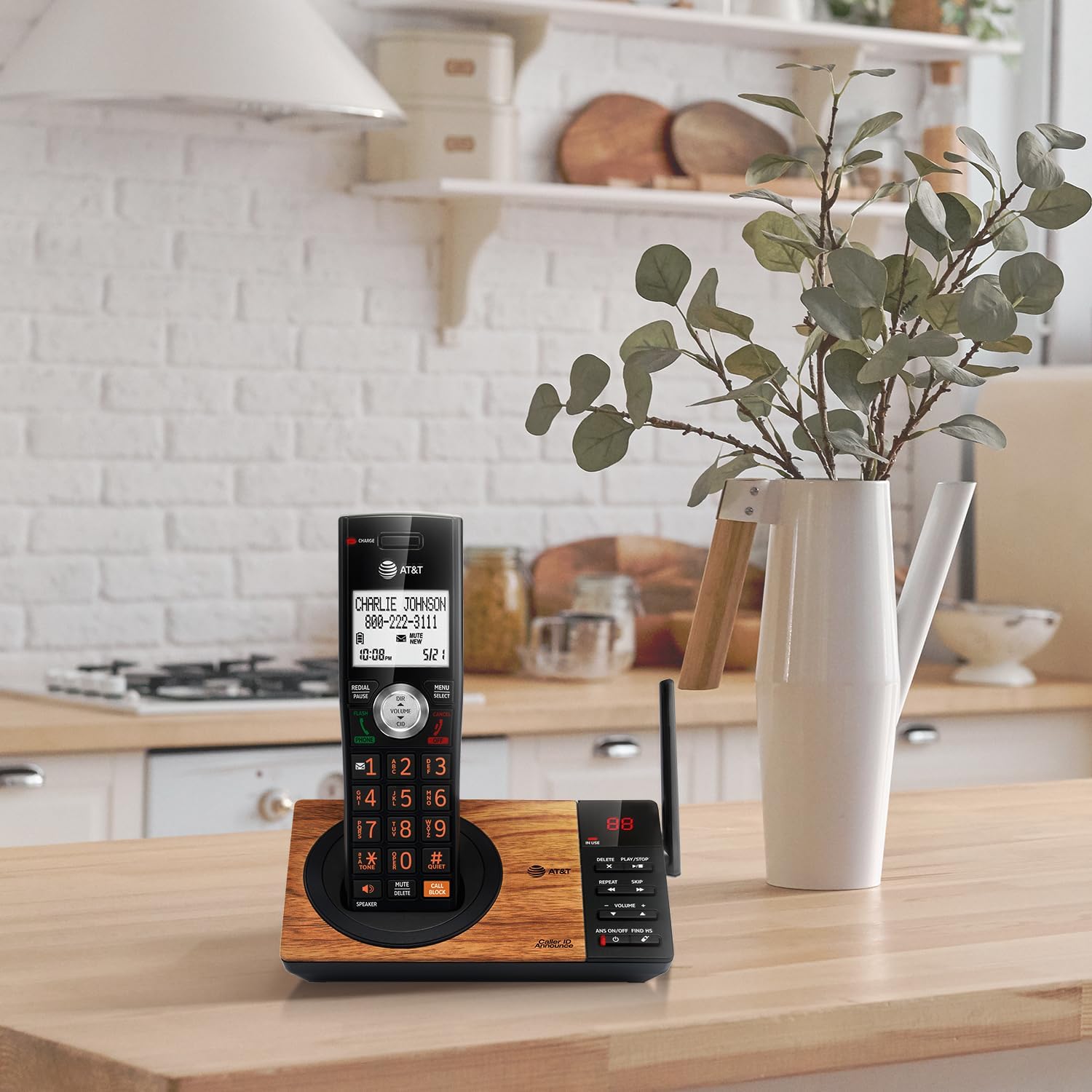 AT&T DECT 6.0 Expandable Cordless Phone with Answering System, Silver/Black with 3 Handsets