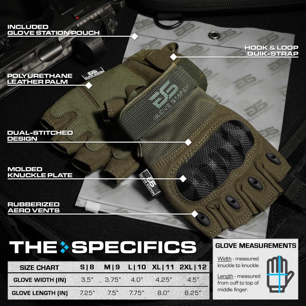 Glove Station Fingerless Knuckle Motorcycle Gloves, TACHK200
