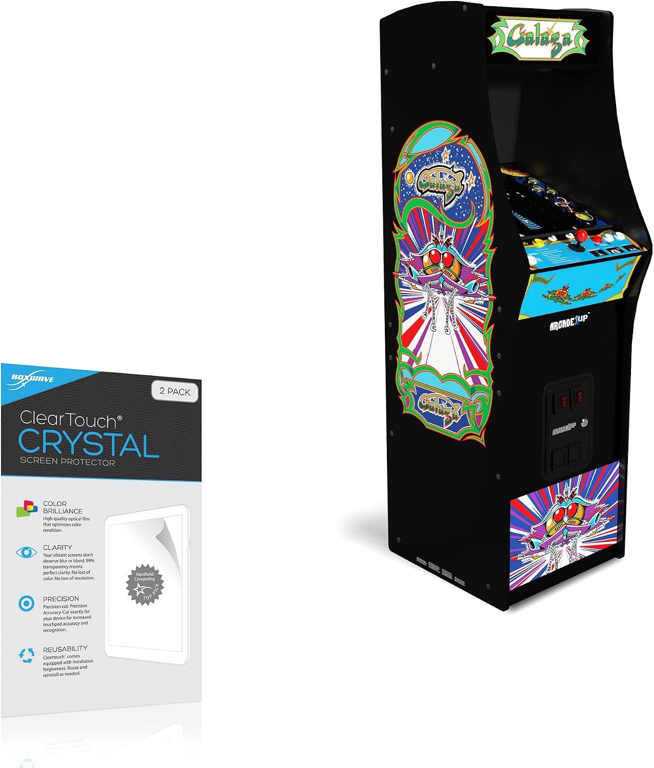 BoxWave Screen Protector Compatible with Arcade1Up Galaga Deluxe - ClearTouch Crystal (2-Pack), HD Film Skin - Shields from Scratches