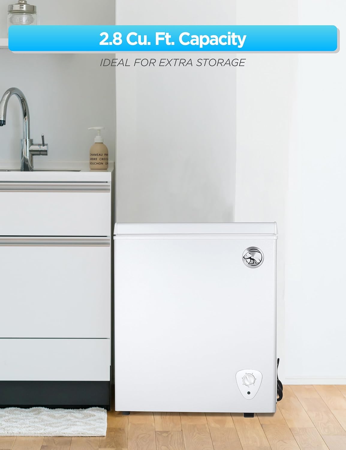 Commercial Cool Upright Freezer, Stand Up Freezer 5 Cu Ft with Reversible Door, White