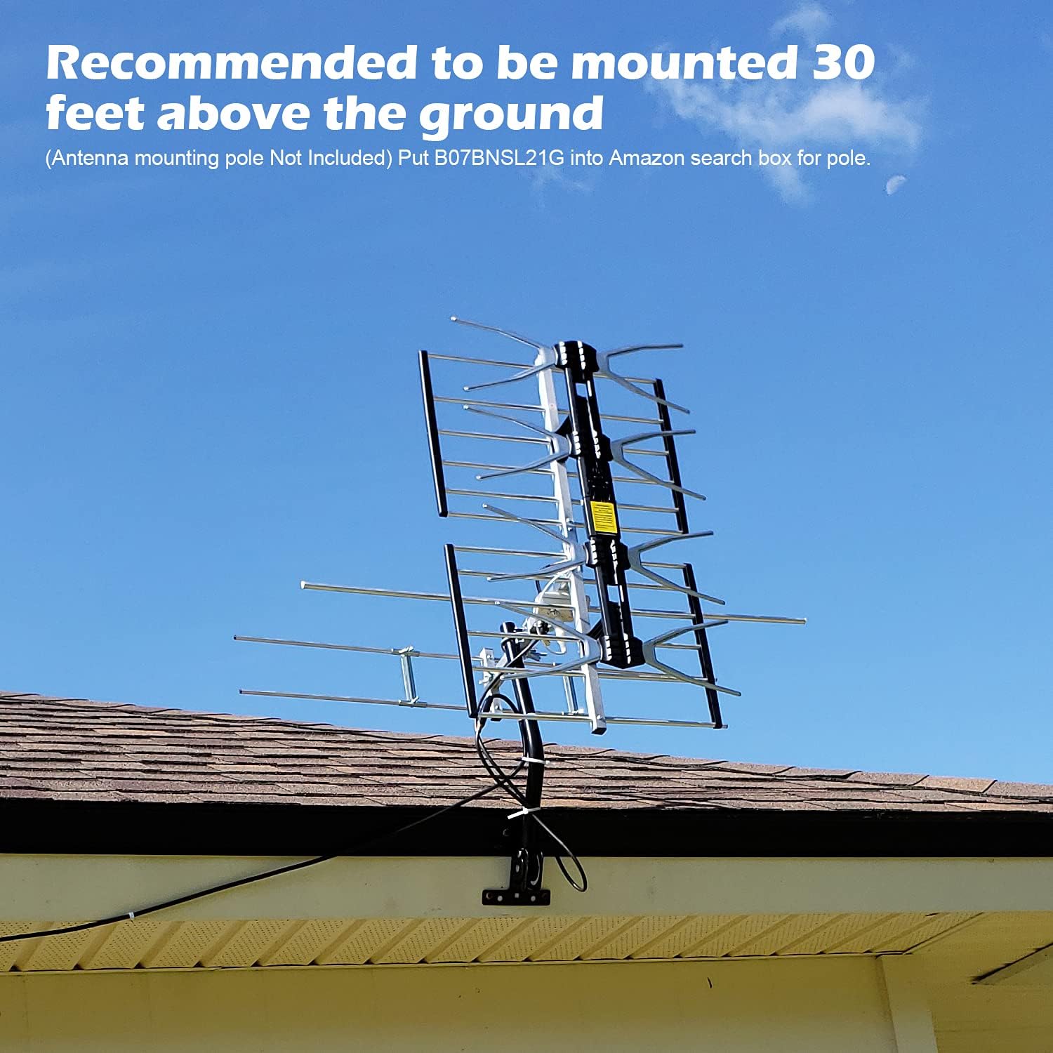 PBD Outdoor Digital HDTV Antenna with High Gain and Low Noise Amplifier, 40FT RG6 Coaxial Cable, 2 Way Splitter, 150 Miles Range, UHF and VHF