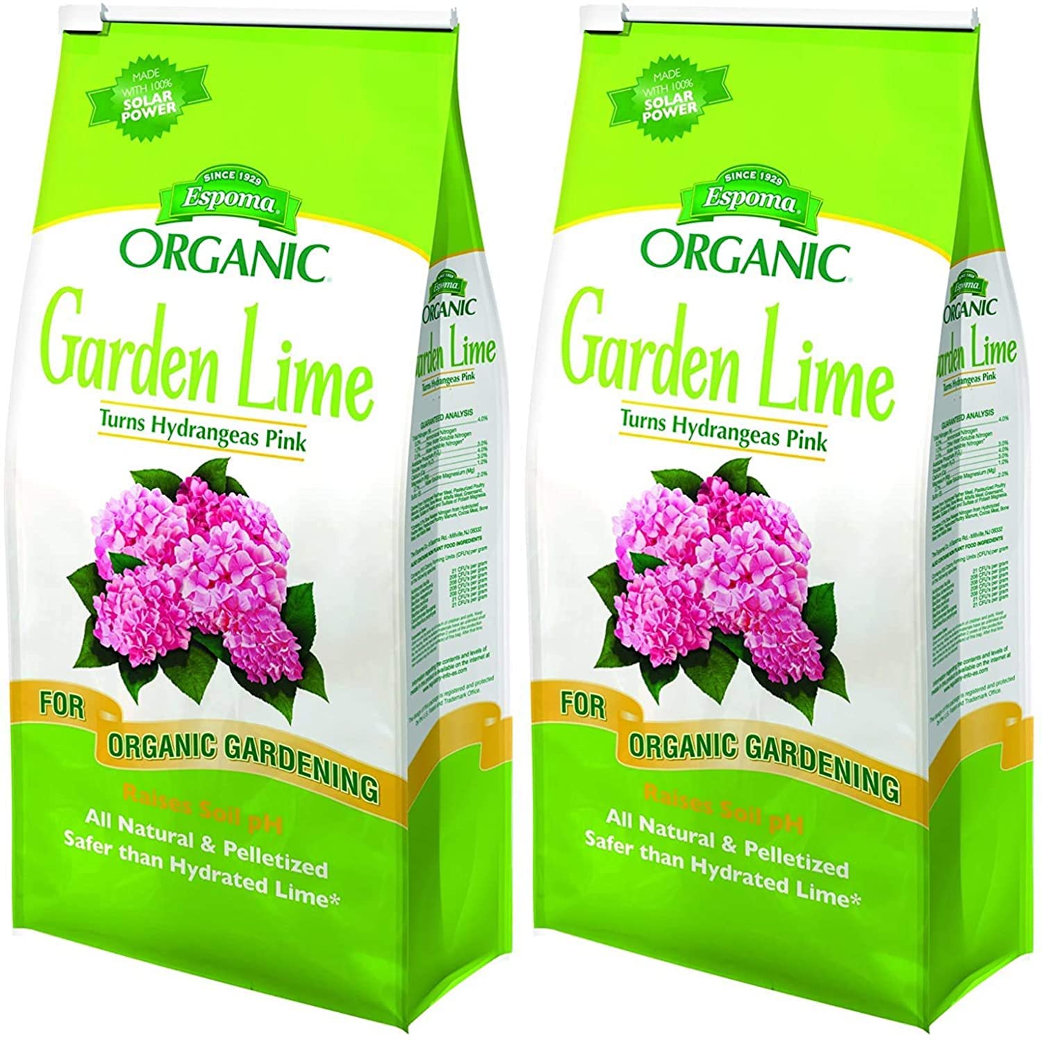 Espoma Organic Garden Lime, Raises Soil pH and Helps Turn Hydrangeas Pink! Contains pelletized dolomitic Lime and can be Used for Organic Gardening