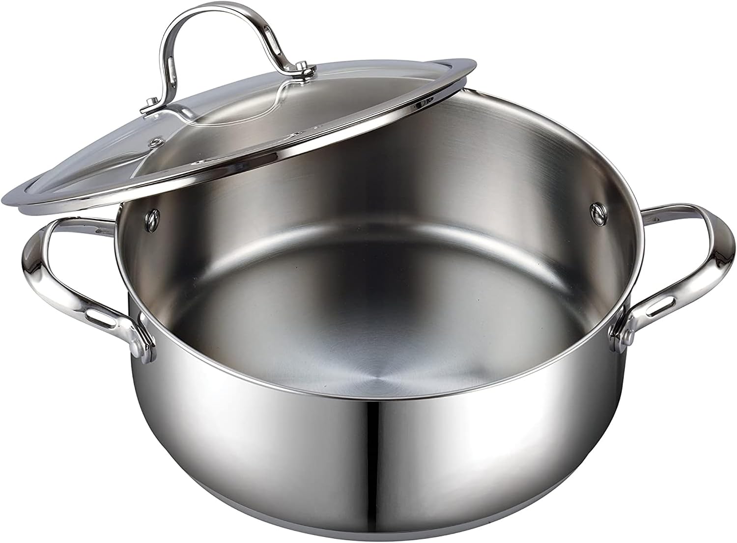 Cooks Standard Classic 6-Quart Stainless Steel Dutch Oven Casserole with Glass Lid, Large Dutch Oven Casserole for Soup, Stew, Chili & Pasta, Compatible with All Stovetops