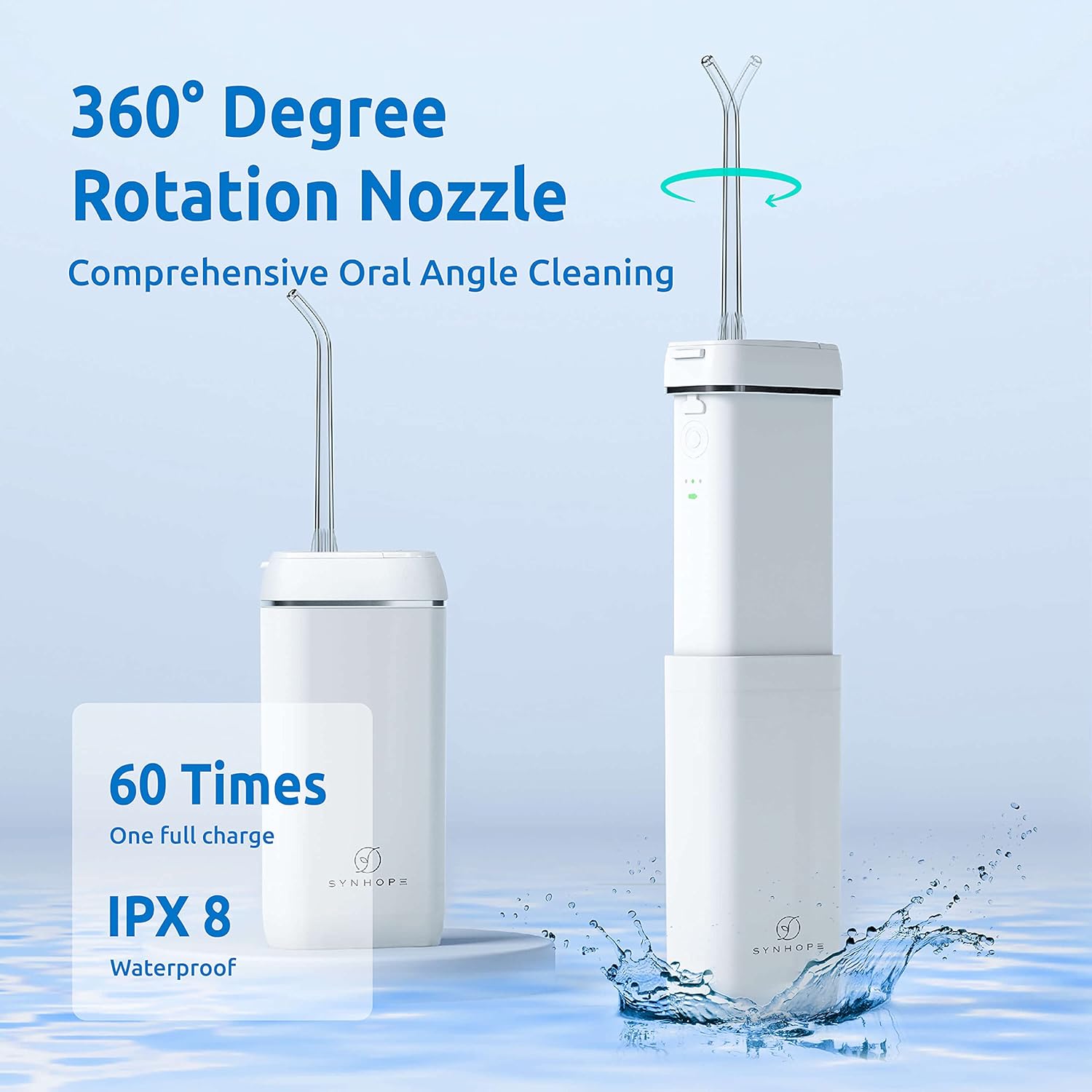 Water Flosser [ Mini Cordless Portable ] Oral Irrigator Water Teeth Cleaner Pick, Telescopic Water Tank, 3 Modes & IPX7 Waterproof